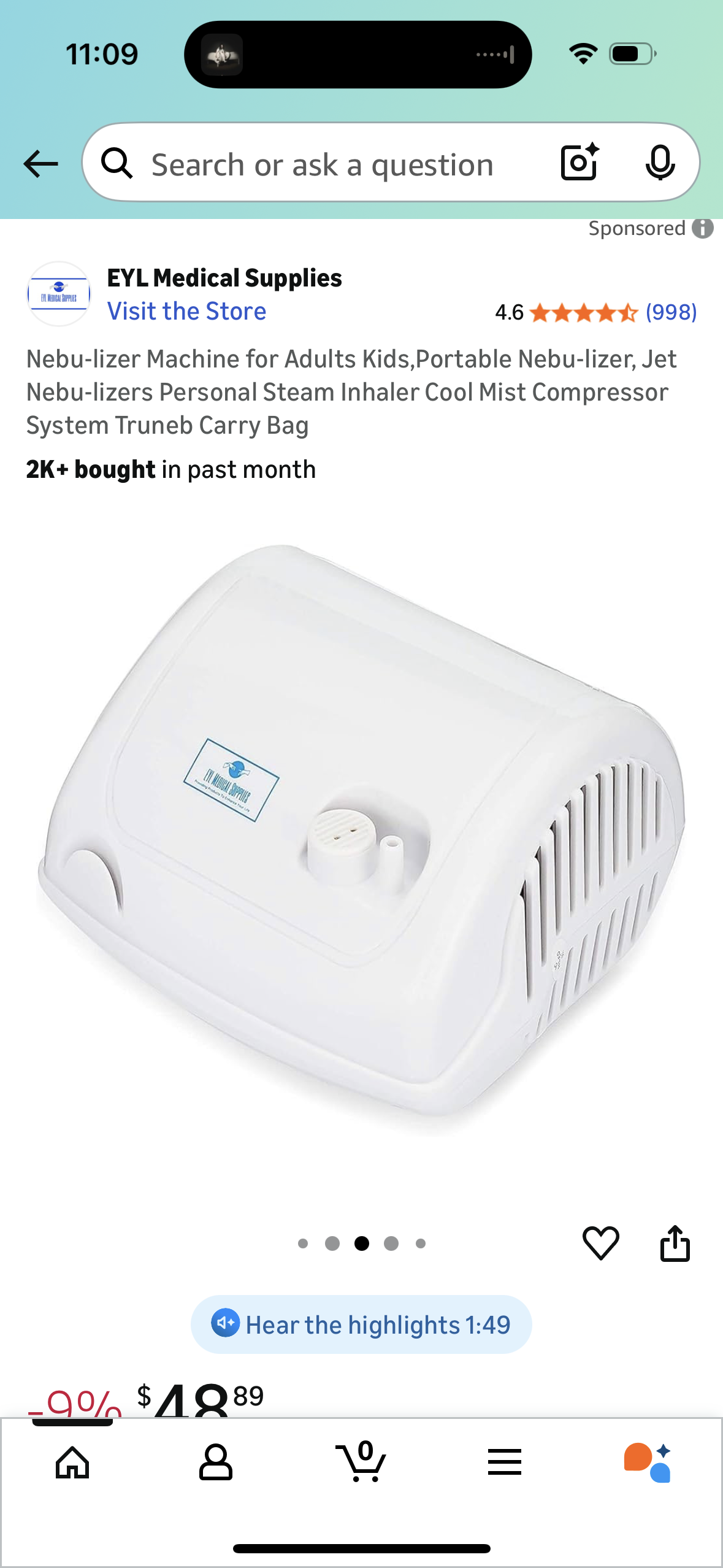 Nebu-lizer Machine for Adults Kids,Portable Nebu-lizer, Jet Nebu-lizers Personal Steam Inhaler Cool Mist Compressor System Truneb Carry Bag