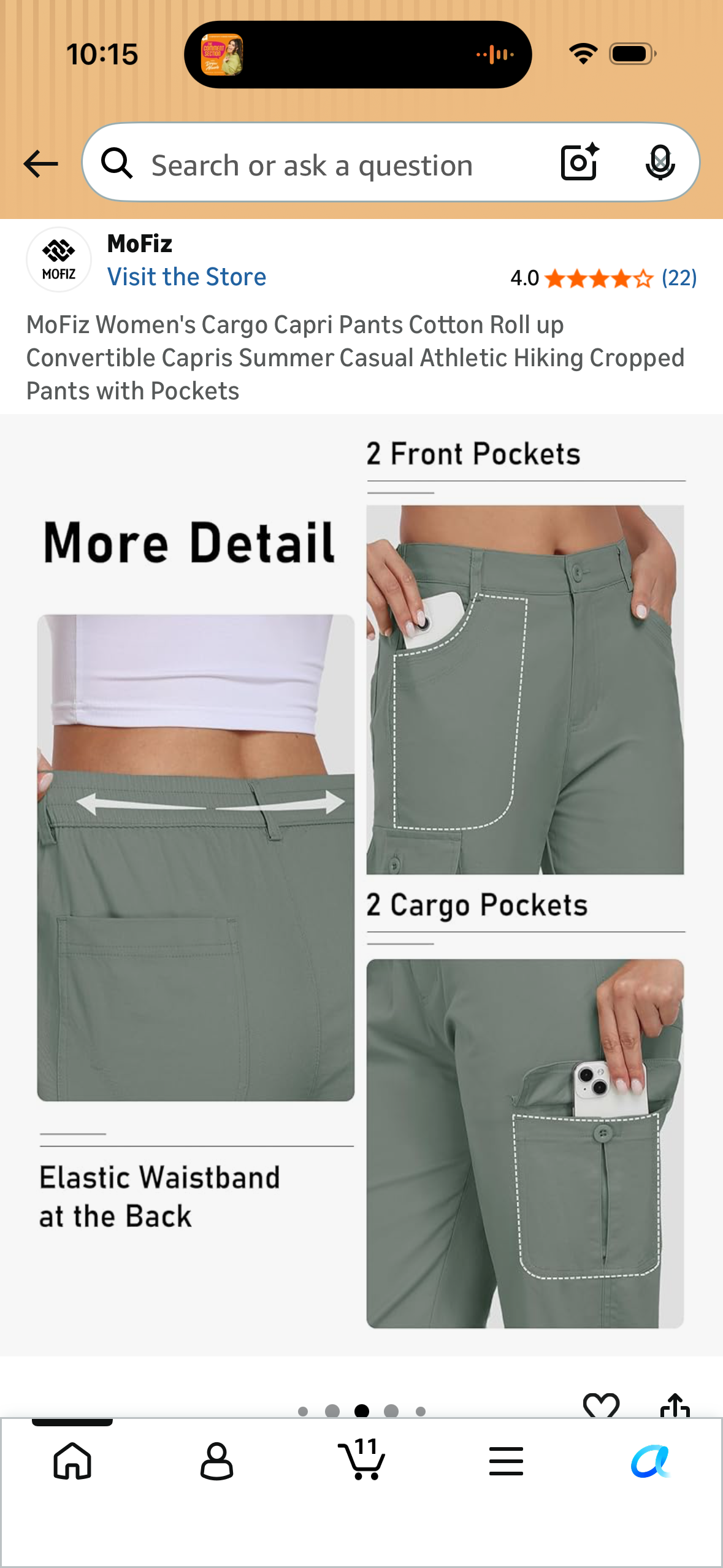 MoFiz Women's Cargo Capri Pants Cotton Roll up Convertible Capris Summer Casual Athletic Hiking Cropped Pants with Pockets (Size Large)
