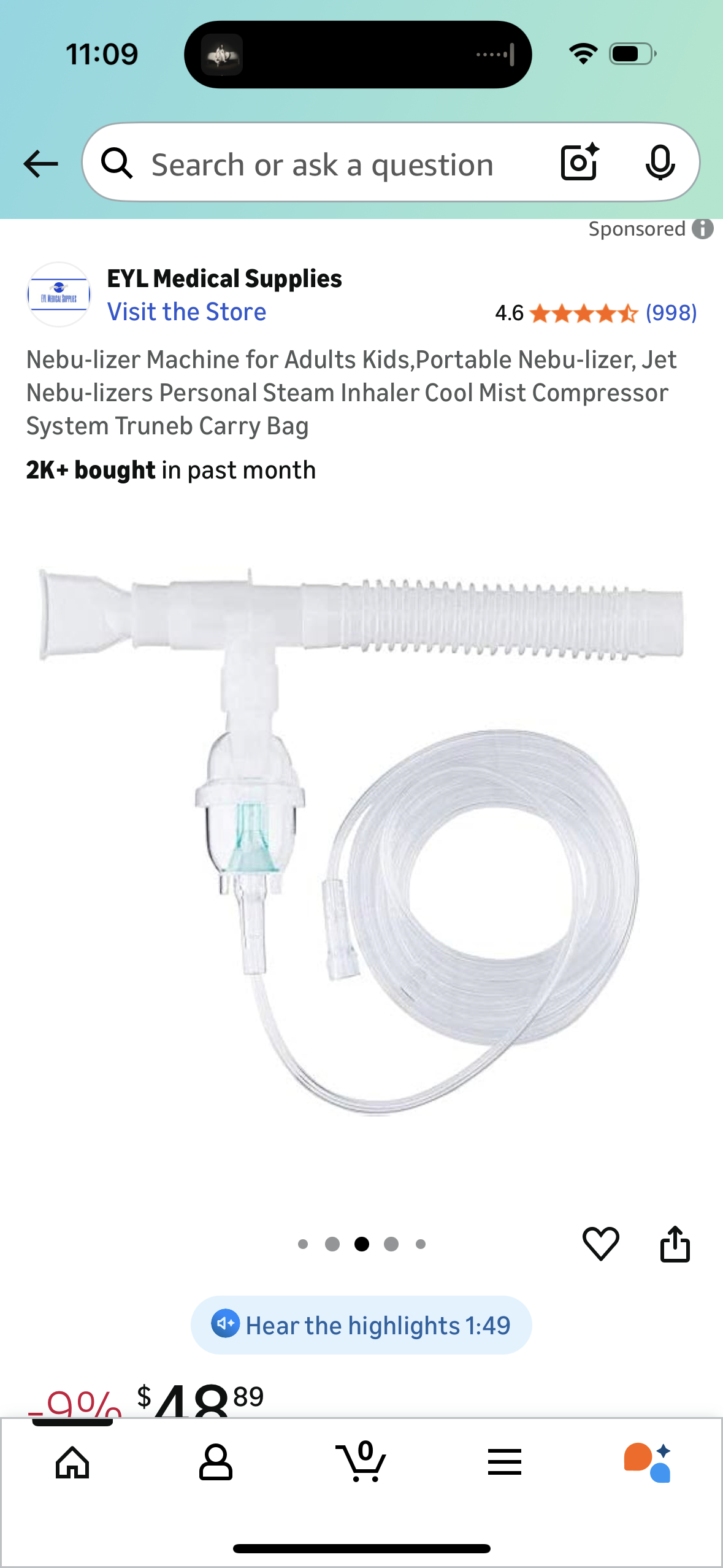 Nebu-lizer Machine for Adults Kids,Portable Nebu-lizer, Jet Nebu-lizers Personal Steam Inhaler Cool Mist Compressor System Truneb Carry Bag