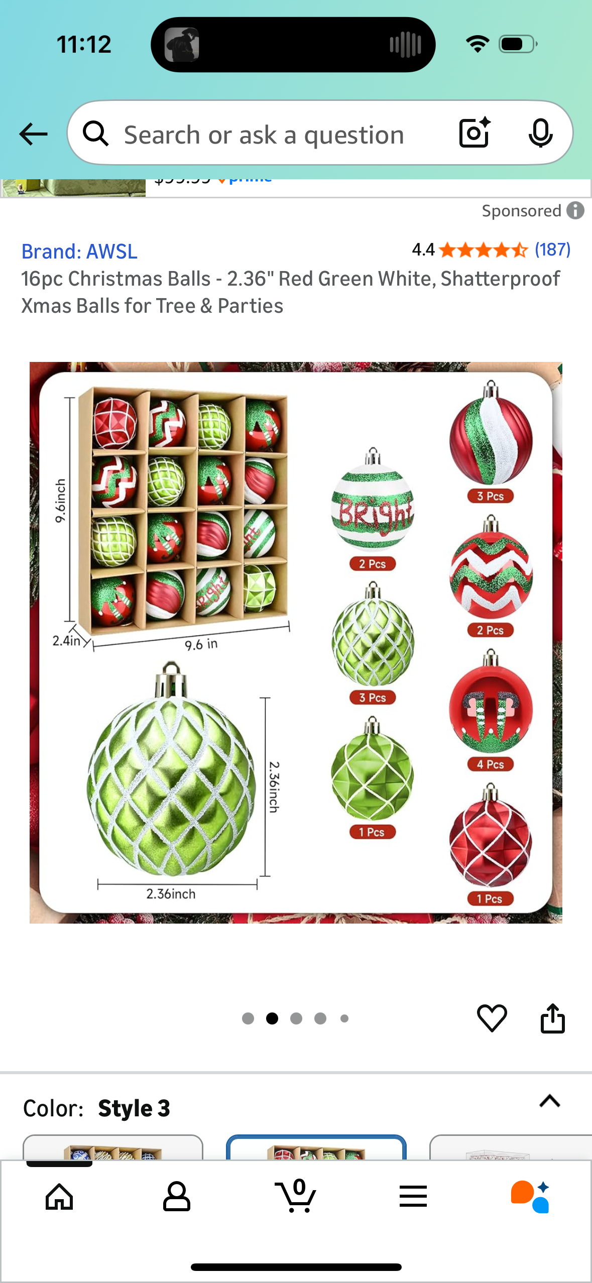 16pc Christmas Balls - 2.36" Red Green White, Shatterproof Xmas Balls for Tree & Parties