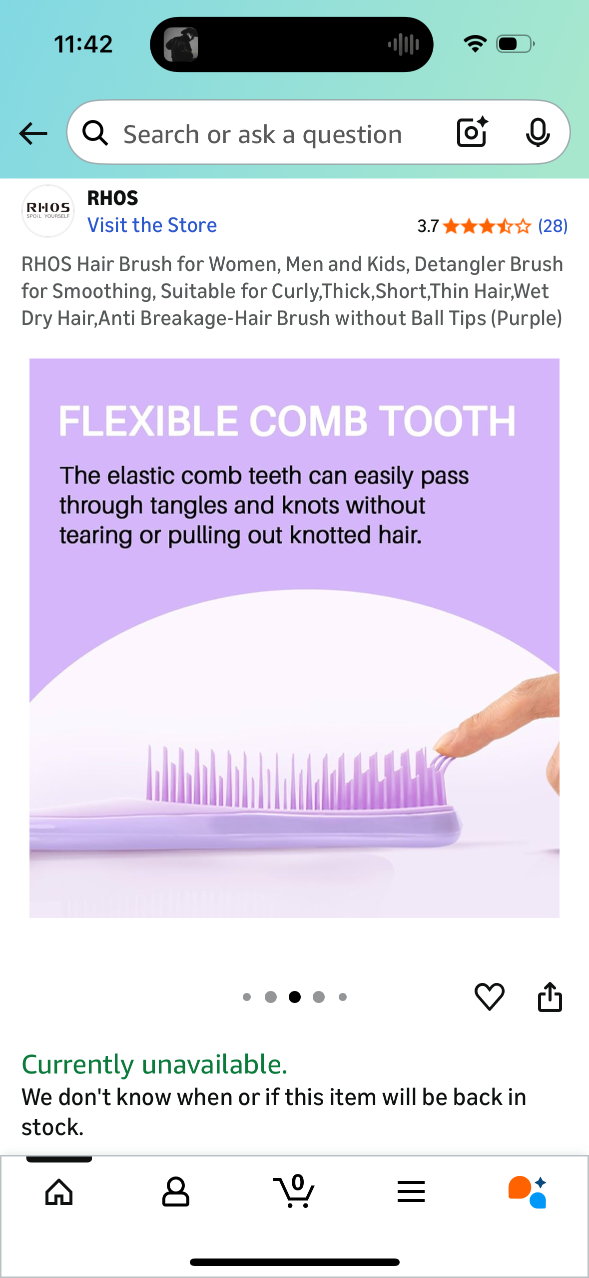 RHOS Hair Brush for Women, Men and Kids, Detangler Brush for Smoothing, Suitable for Curly,Thick,Short,Thin Hair,Wet Dry Hair,Anti Breakage-Hair Brush without Ball Tips (BLUE)