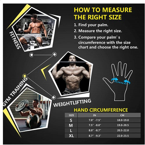 ihuan Weight Lifting Gym Workout Gloves with Wrist Wrap Support for Men & Women, Full Palm Protection, for Weightlifting, Training, Fitness, Exercise, Pull ups (Size Medium)