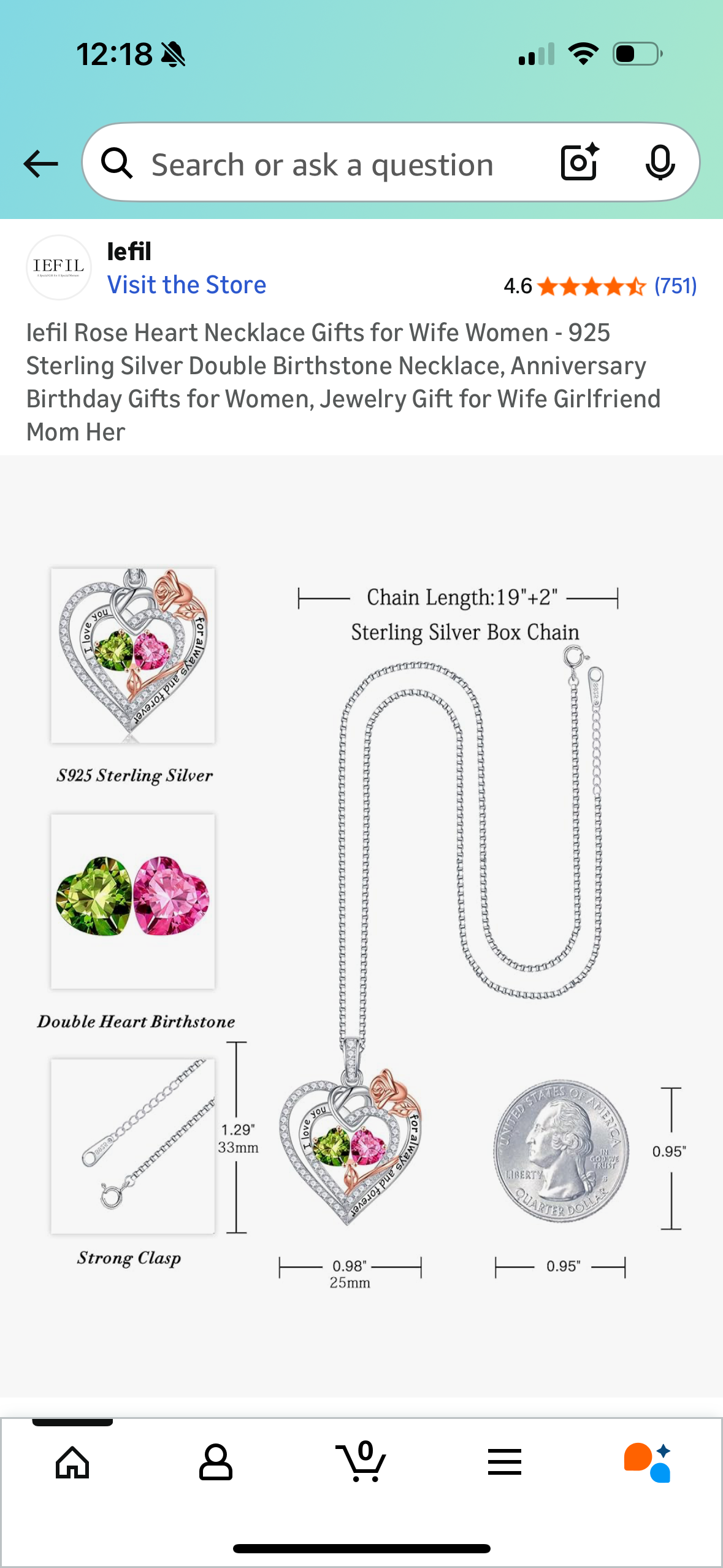 Iefil Rose Heart Necklace Gifts for Wife Women - 925 Sterling Silver Double Birthstone Necklace, Anniversary Birthday Gifts for Women, Jewelry Gift for Wife Girlfriend Mom Her