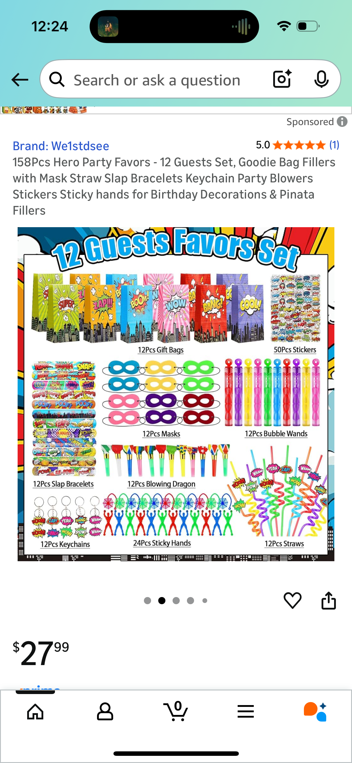 158Pcs Hero Party Favors - 12 Guests Set, Goodie Bag Fillers with Mask Straw Slap Bracelets Keychain Party Blowers Stickers Sticky hands for Birthday Decorations & Pinata Fillers