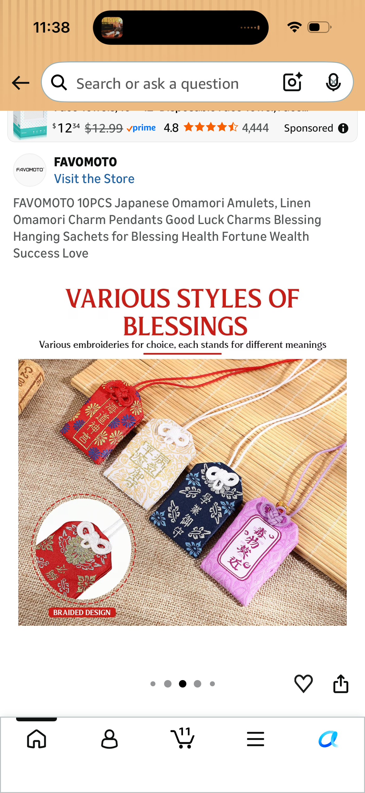 FAVOMOTO 10PCS Japanese Omamori Amulets, Linen Omamori Charm Pendants Good Luck Charms Blessing Hanging Sachets for Blessing Health Fortune Wealth Success Love (Colors Vary)