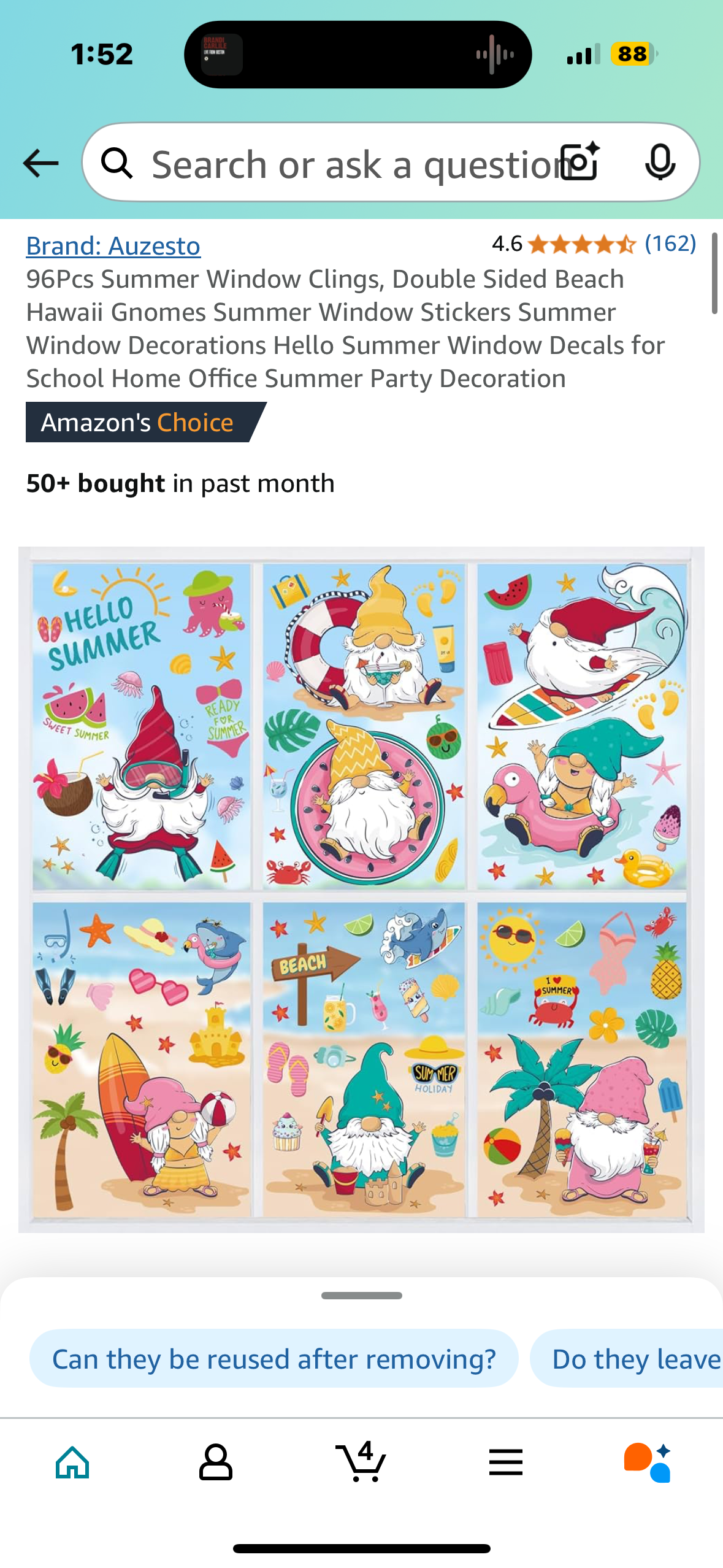 ‼️2 for $3‼️96Pcs Summer Window Clings, Double Sided Beach Hawaii Gnomes Summer Window Stickers Summer Window Decorations Hello Summer Window Decals for School Home Office Summer Party Decoration