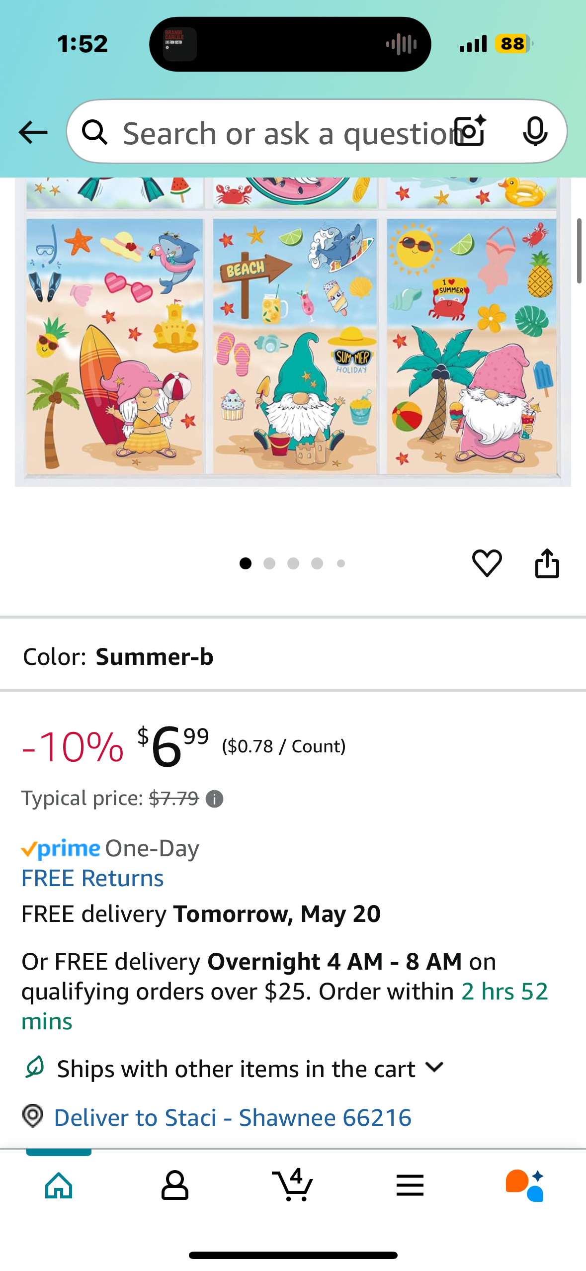 ‼️2 for $3‼️96Pcs Summer Window Clings, Double Sided Beach Hawaii Gnomes Summer Window Stickers Summer Window Decorations Hello Summer Window Decals for School Home Office Summer Party Decoration