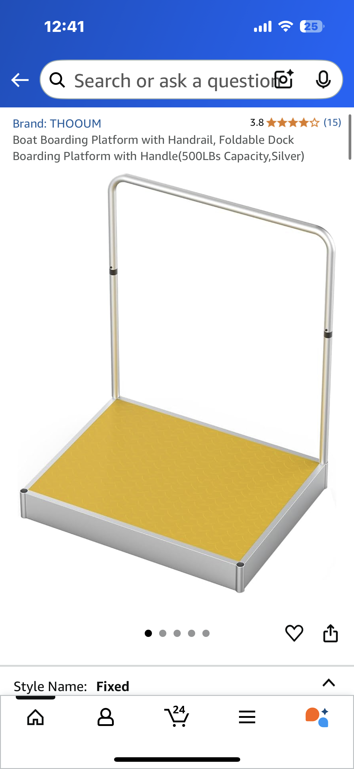 Boat Boarding Platform with Handrail, Foldable Dock Boarding Platform with Handle(500LBs Capacity) (R570)