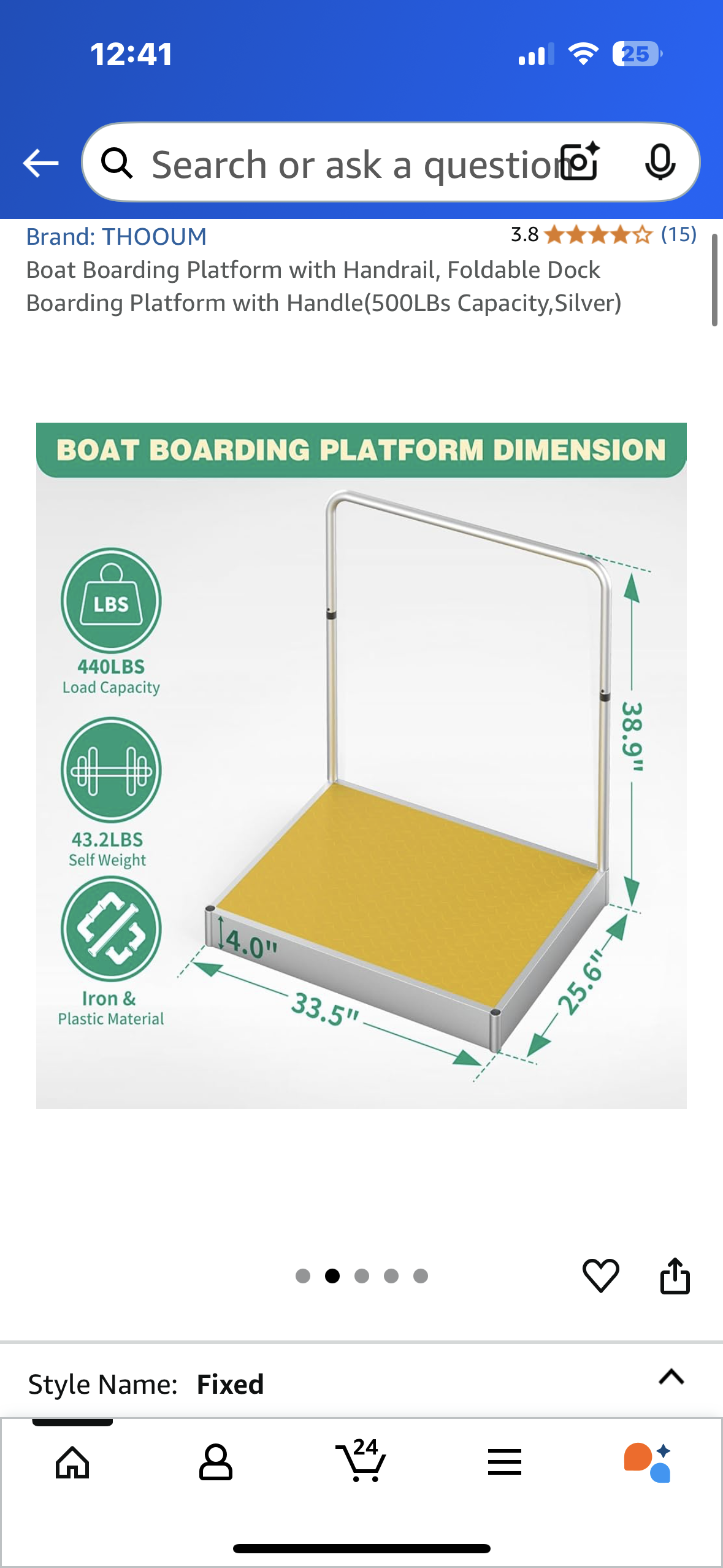 Boat Boarding Platform with Handrail, Foldable Dock Boarding Platform with Handle(500LBs Capacity) (R570)
