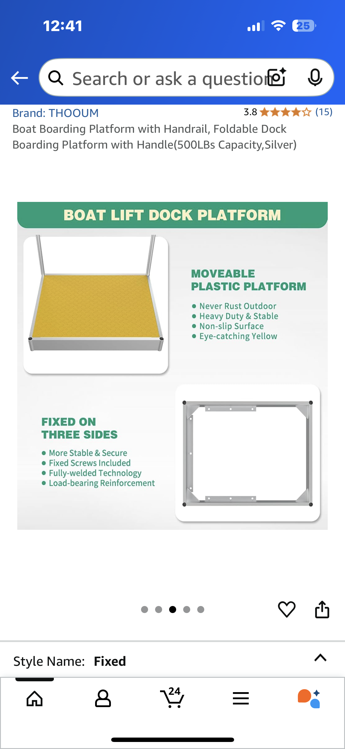 Boat Boarding Platform with Handrail, Foldable Dock Boarding Platform with Handle(500LBs Capacity) (R570)
