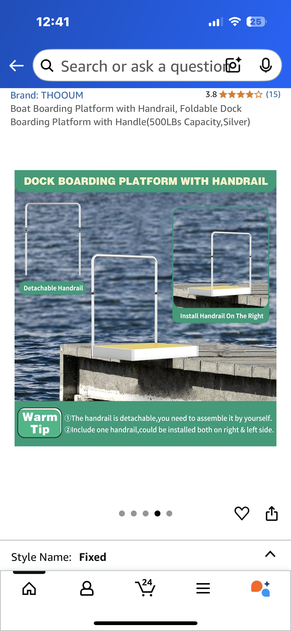 Boat Boarding Platform with Handrail, Foldable Dock Boarding Platform with Handle(500LBs Capacity) (R570)