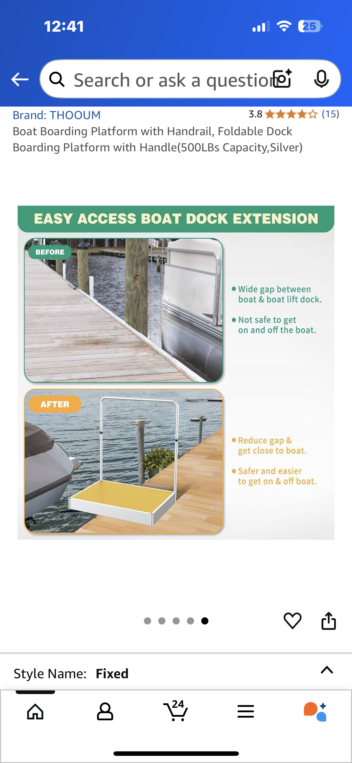 Boat Boarding Platform with Handrail, Foldable Dock Boarding Platform with Handle(500LBs Capacity) (R570)
