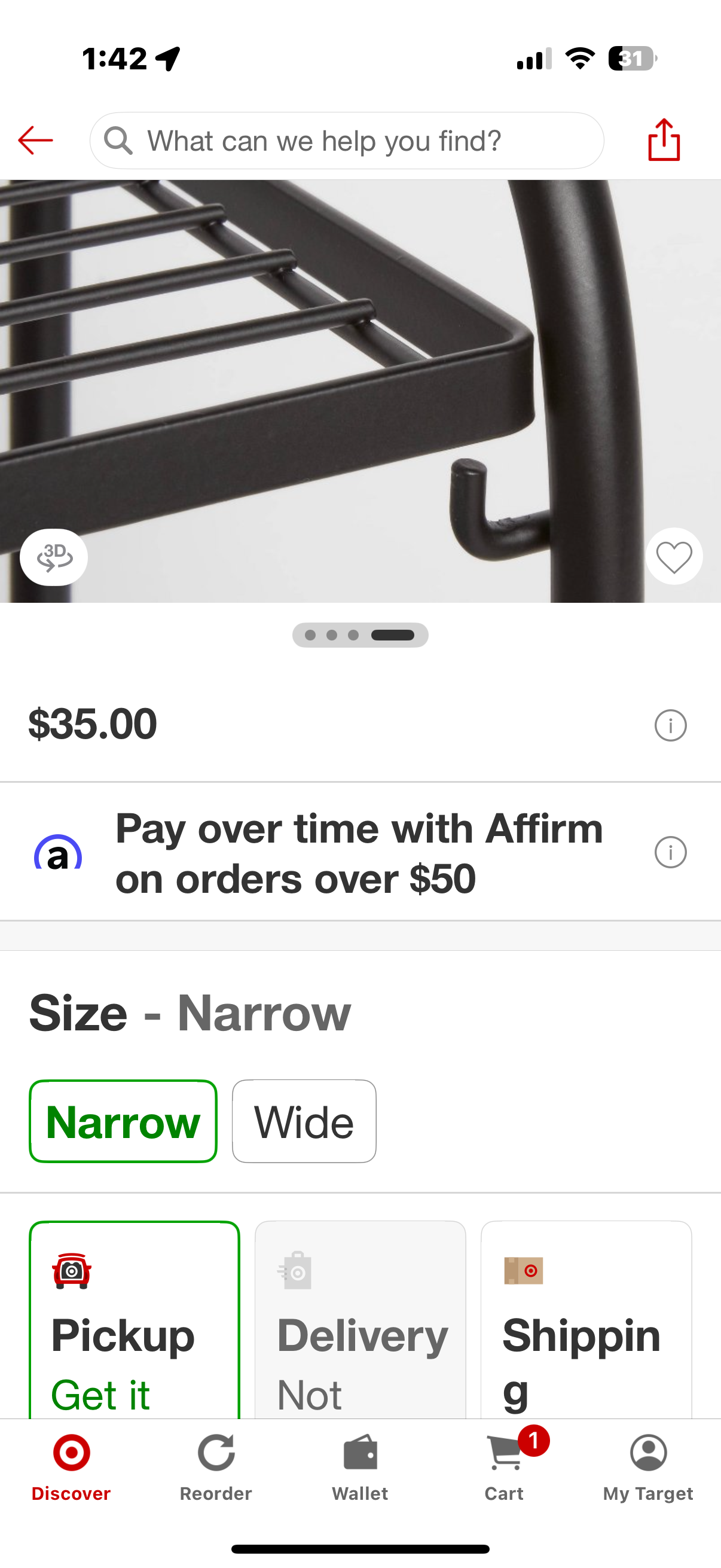 Folding 3 Narrow Shelves Black - Brightroom™: Steel Utility Storage, Powder-Coated, Foldable, 30.5" Height, 15lb Capacity
