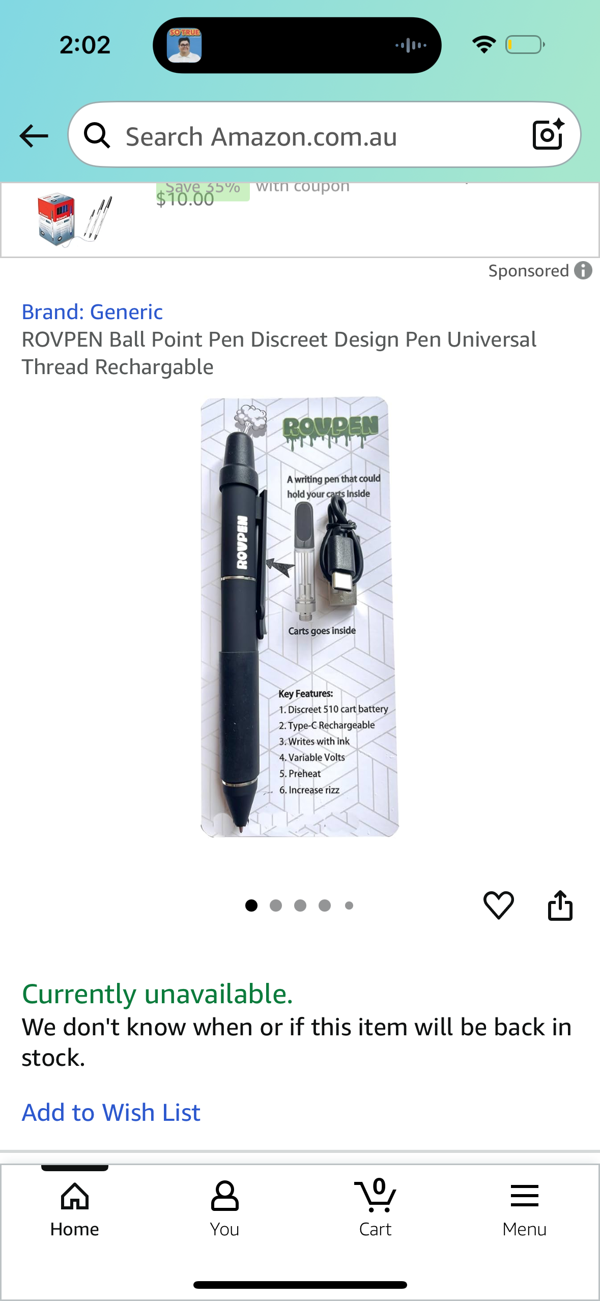 ROVPEN Ball Point Pen Discreet Design Pen Universal Thread Rechargable