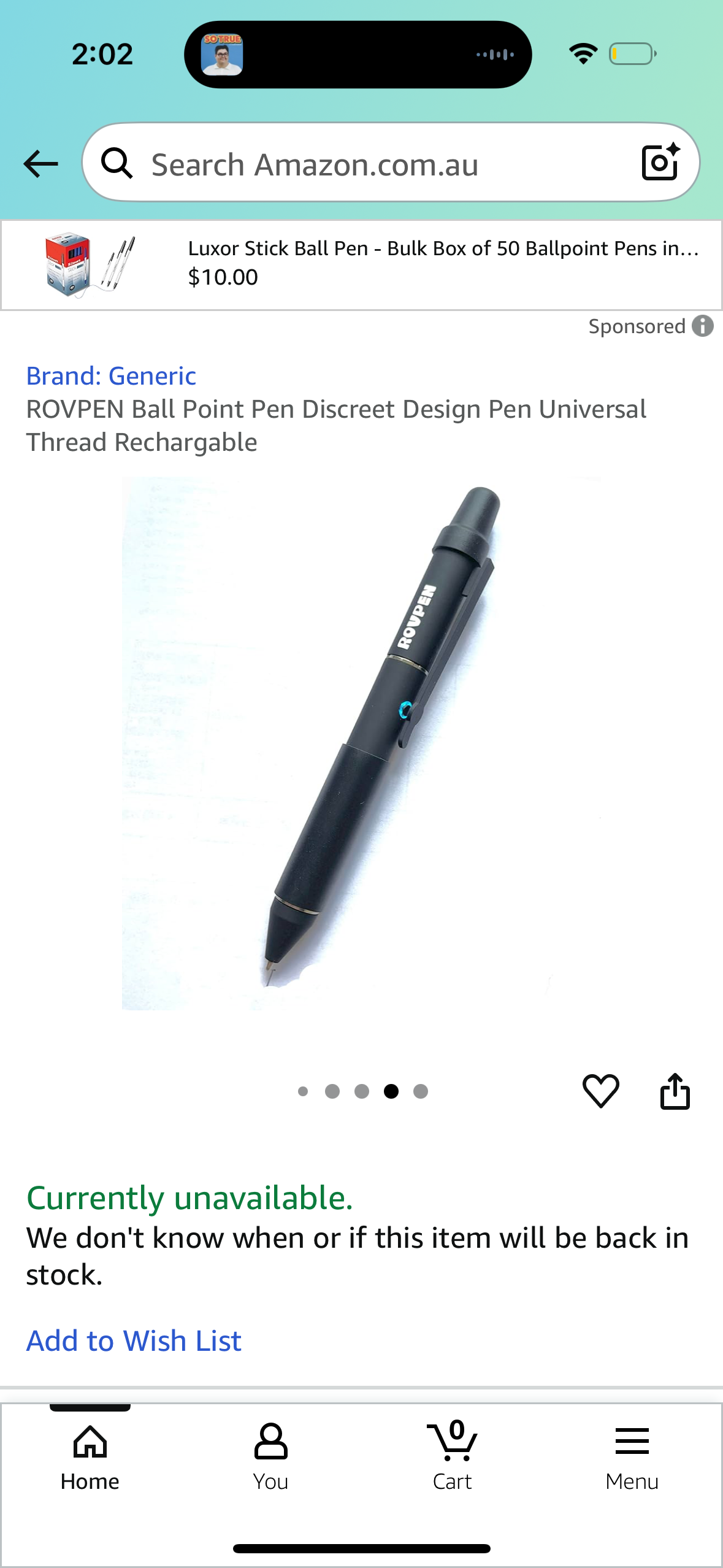 ROVPEN Ball Point Pen Discreet Design Pen Universal Thread Rechargable