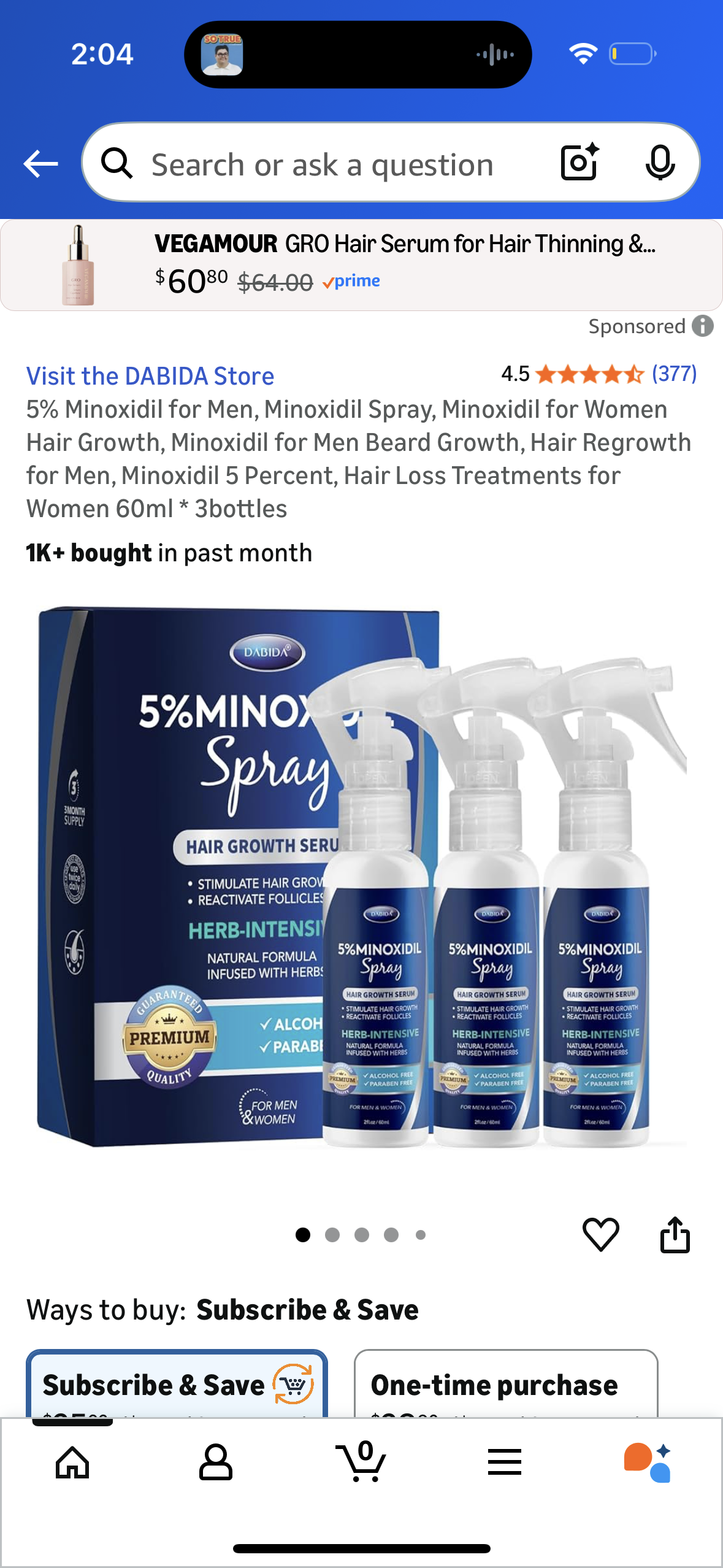 5% Minoxidil for Men, Minoxidil Spray, Minoxidil for Women Hair Growth, Minoxidil for Men Beard Growth, Hair Regrowth for Men, Minoxidil 5 Percent, Hair Loss Treatments for Women 60ml * 3bottles