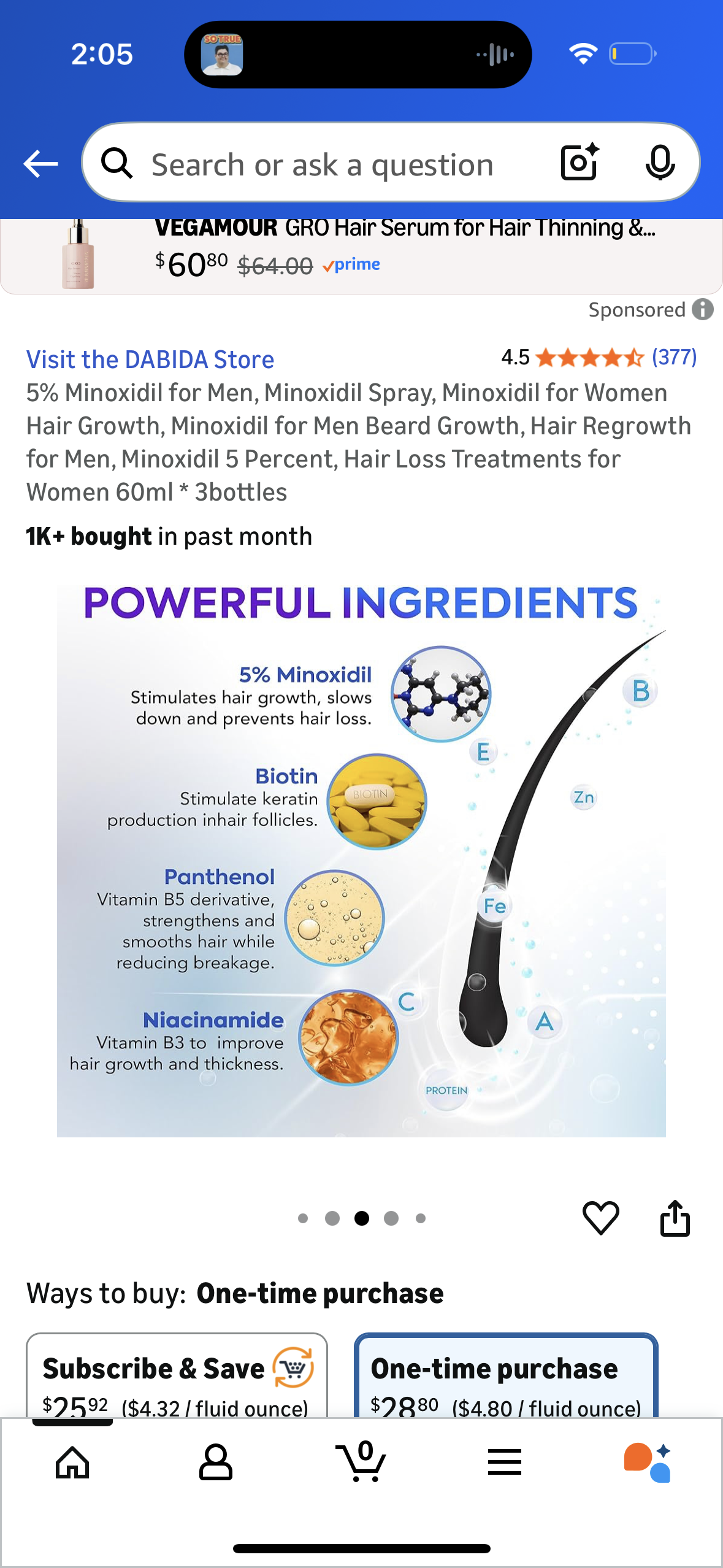 5% Minoxidil for Men, Minoxidil Spray, Minoxidil for Women Hair Growth, Minoxidil for Men Beard Growth, Hair Regrowth for Men, Minoxidil 5 Percent, Hair Loss Treatments for Women 60ml * 3bottles
