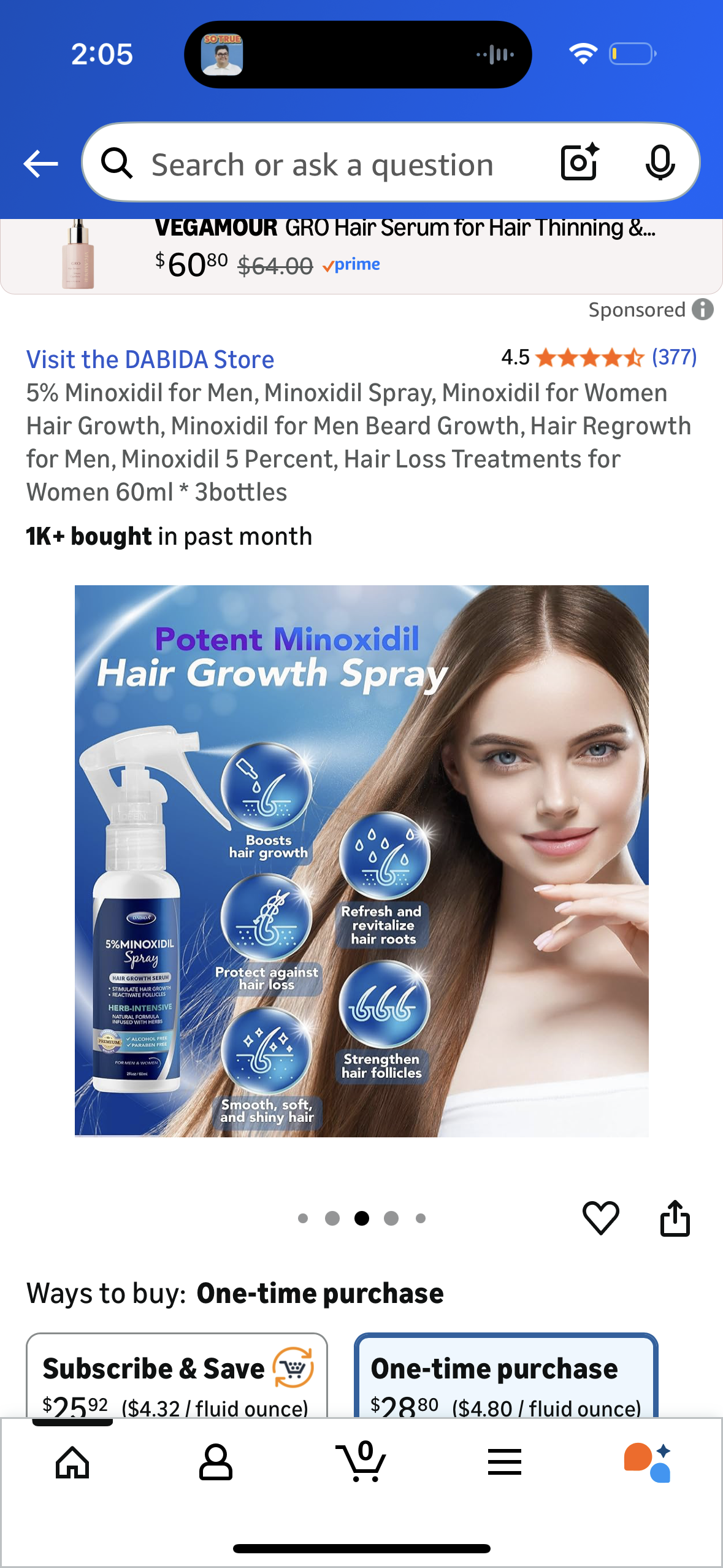 5% Minoxidil for Men, Minoxidil Spray, Minoxidil for Women Hair Growth, Minoxidil for Men Beard Growth, Hair Regrowth for Men, Minoxidil 5 Percent, Hair Loss Treatments for Women 60ml * 3bottles