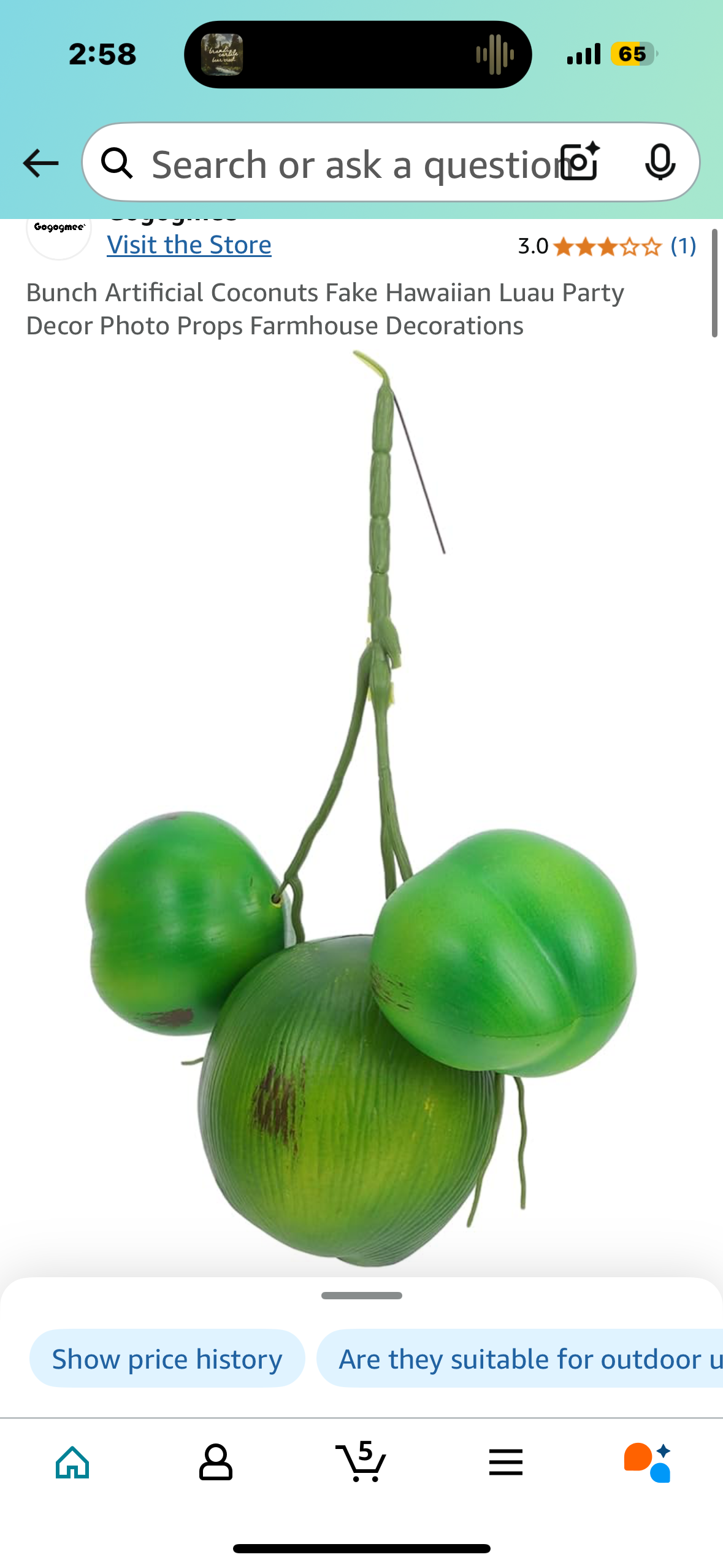 Bunch Artificial Coconuts Fake Hawaiian Luau Party Decor Photo Props Farmhouse Decorations