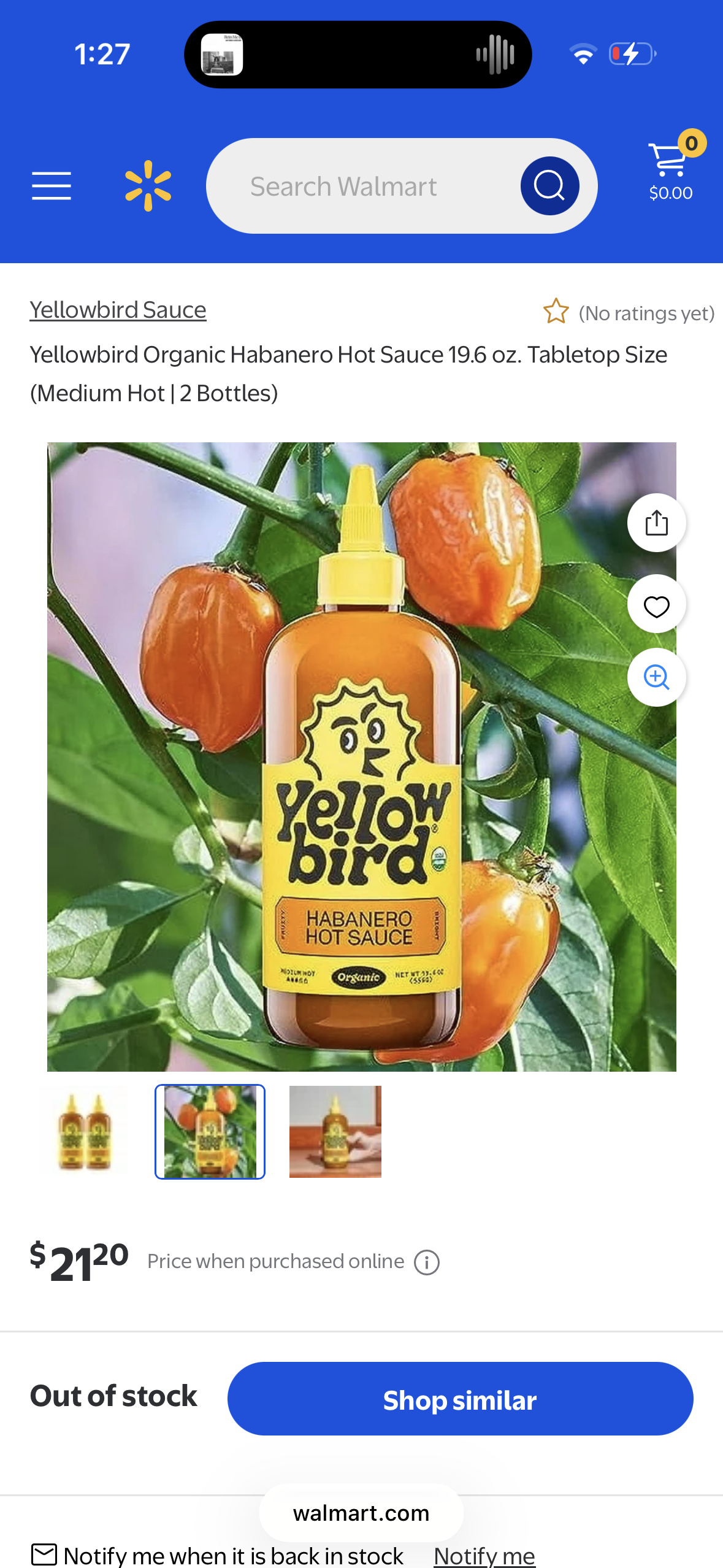 Yellowbird Organic Habanero Hot Sauce 19.6 oz. Tabletop Size (Medium Hot | 2 Bottles)