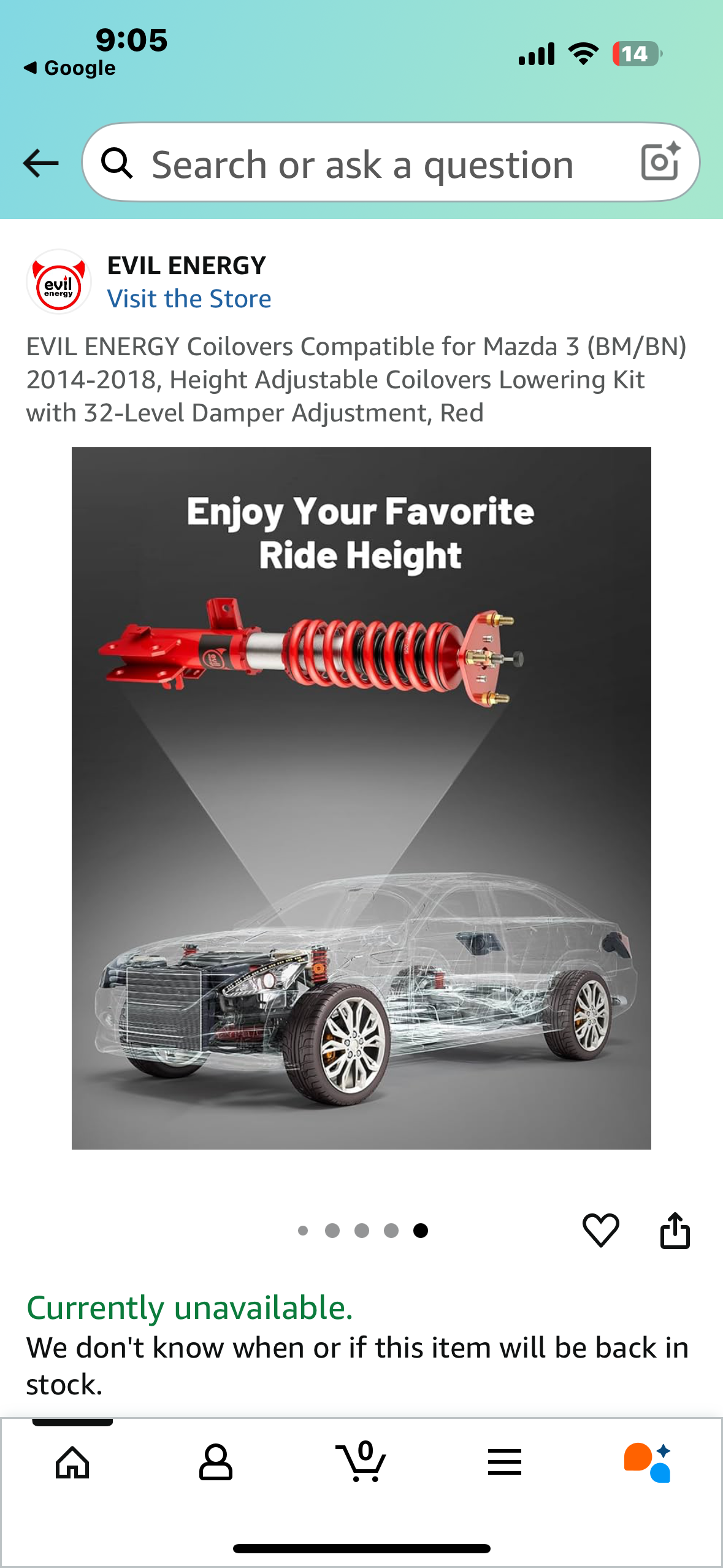 EVIL ENERGY Coilovers Compatible for Mazda 3 (BM/BN) 2014-2018, Height Adjustable Coilovers Lowering Kit with 32-Level Damper Adjustment, Red (G863)