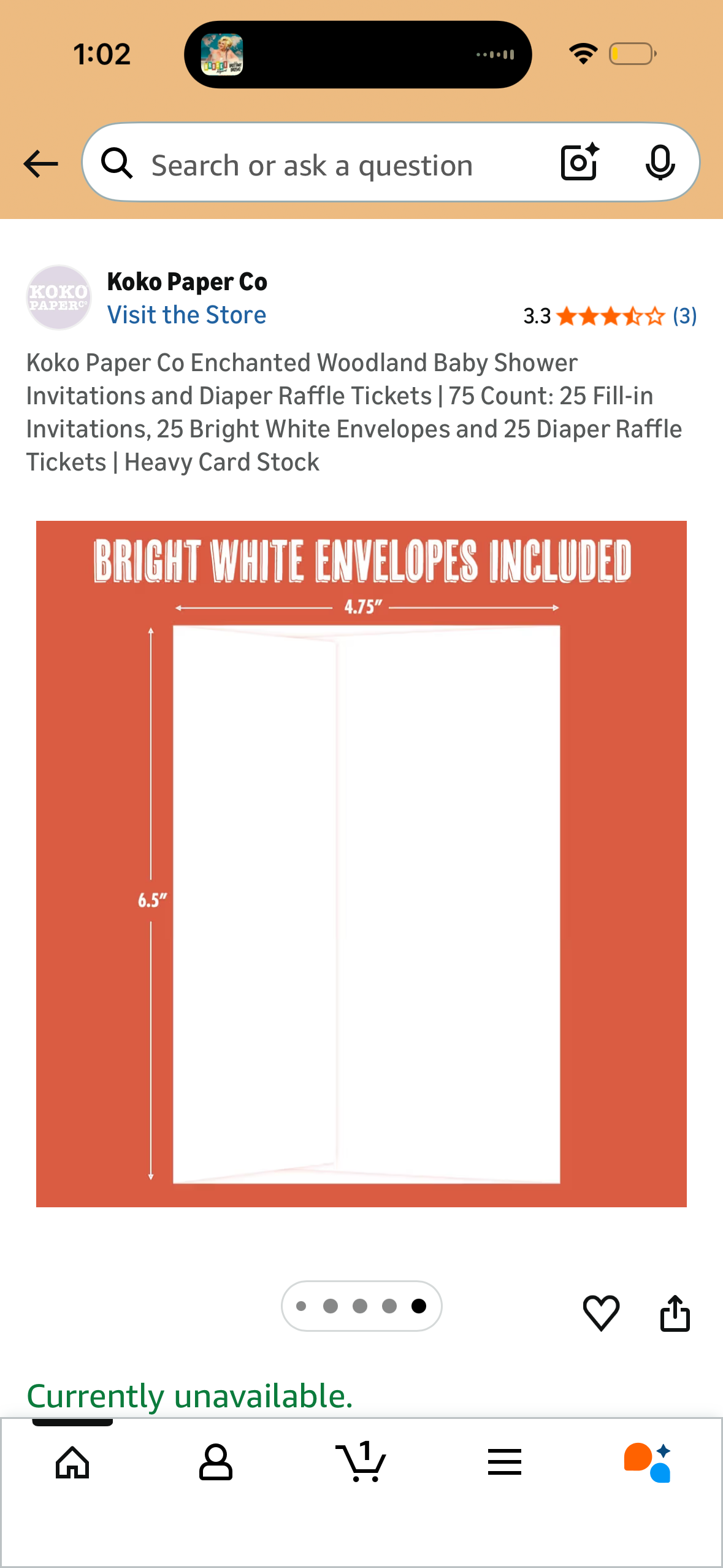 Koko Paper Co Enchanted Woodland Baby Shower Invitations and Diaper Raffle Tickets | 75 Count: 25 Fill-in Invitations, 25 Bright White Envelopes and 25 Diaper Raffle Tickets | Heavy Card Stock