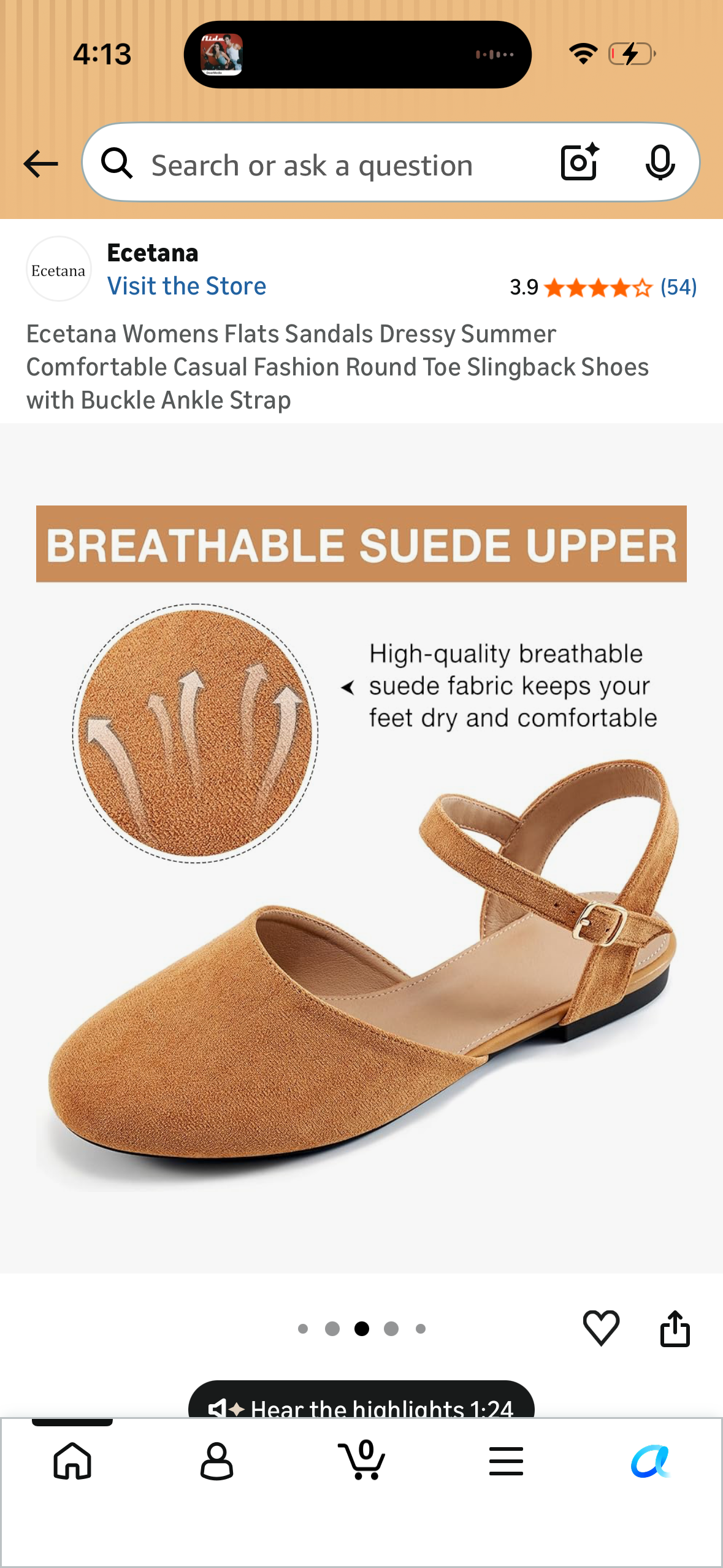Ecetana Womens Flats Sandals Dressy Summer Comfortable Casual Fashion Round Toe Slingback Shoes with Buckle Ankle Strap (Size US 8 Women’s)