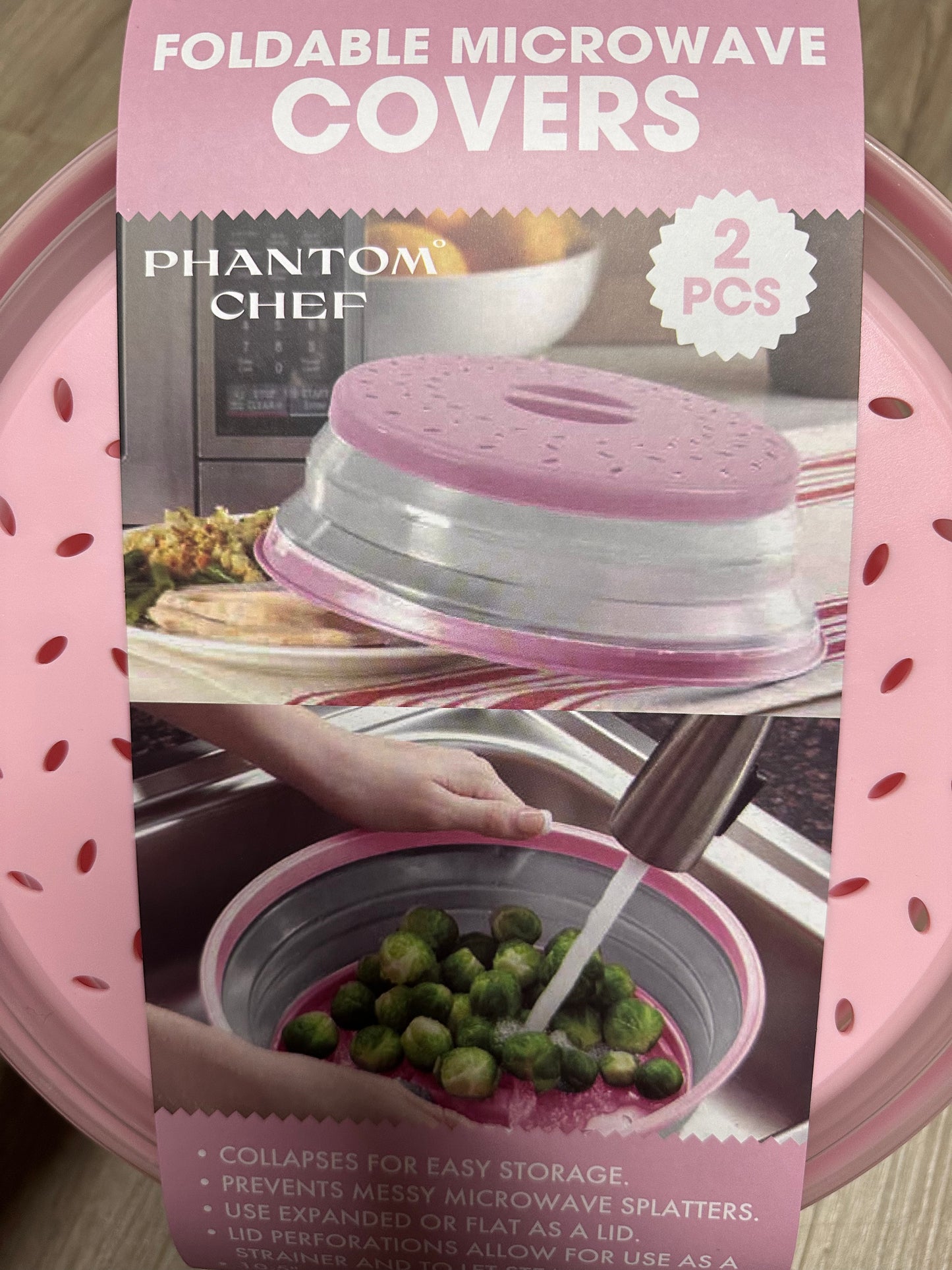 Phantom Chef - Foldable Microwave Covers (They double as strainers) 2 PC )