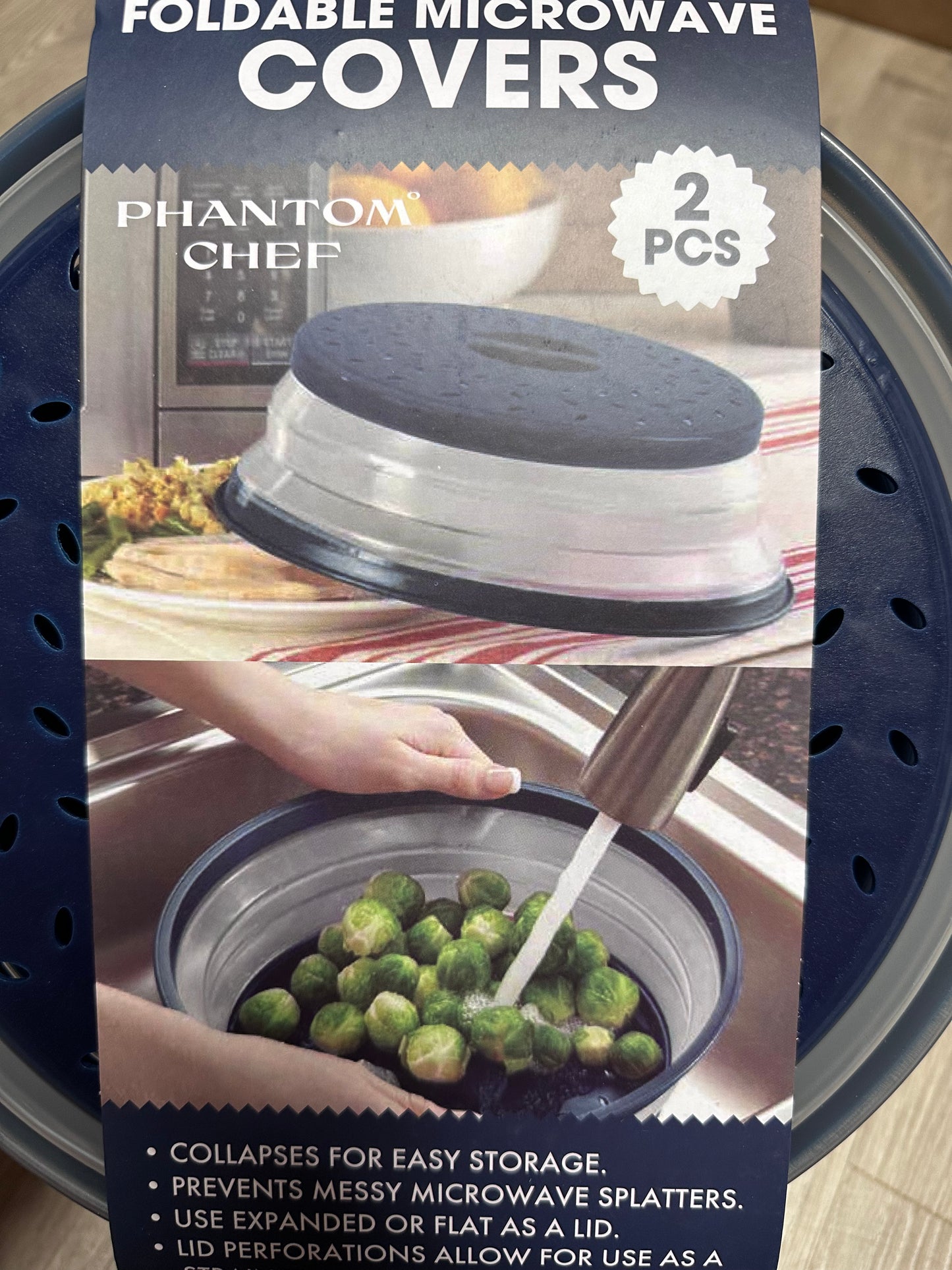 Phantom Chef - Foldable Microwave Covers (They double as strainers) 2 PC )