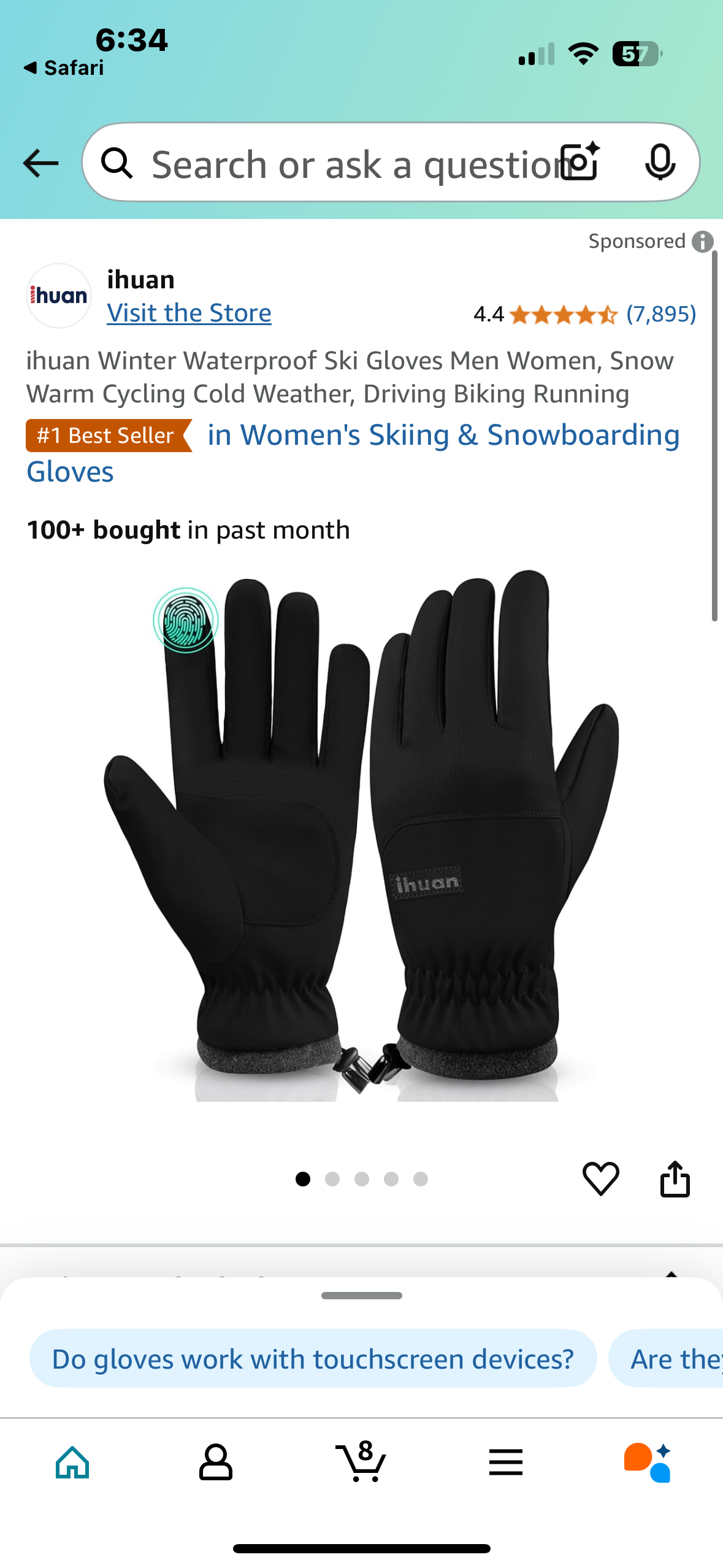 ihuan Winter Waterproof Ski Gloves Men Women, Snow Warm Cycling Gloves Cold Weather, Driving Biking Running