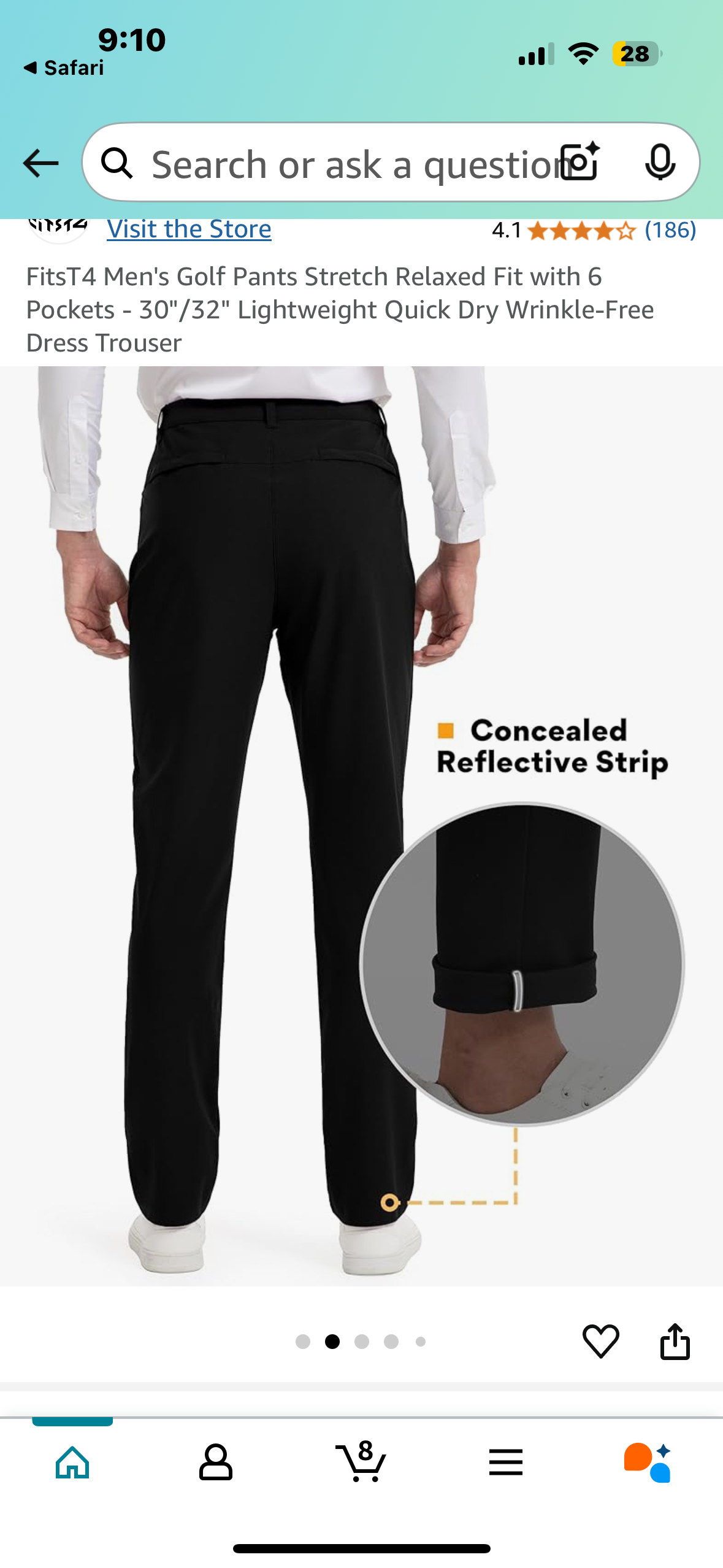 FitsT4 Men's Golf Pants Stretch Relaxed Fit with 6 Pockets 29W x 32L Lightweight Quick Dry Wrinkle-Free Dress Trouser