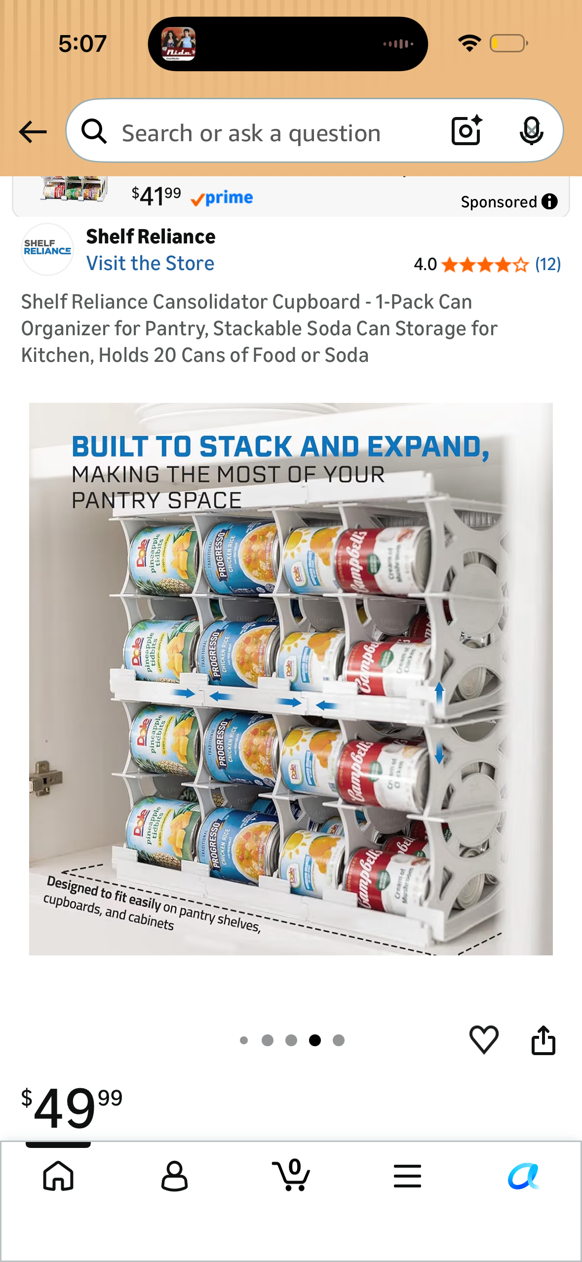 Shelf Reliance Cansolidator Cupboard - 1-Pack Can Organizer for Pantry, Stackable Soda Can Storage for Kitchen, Holds 20 Cans of Food or Soda