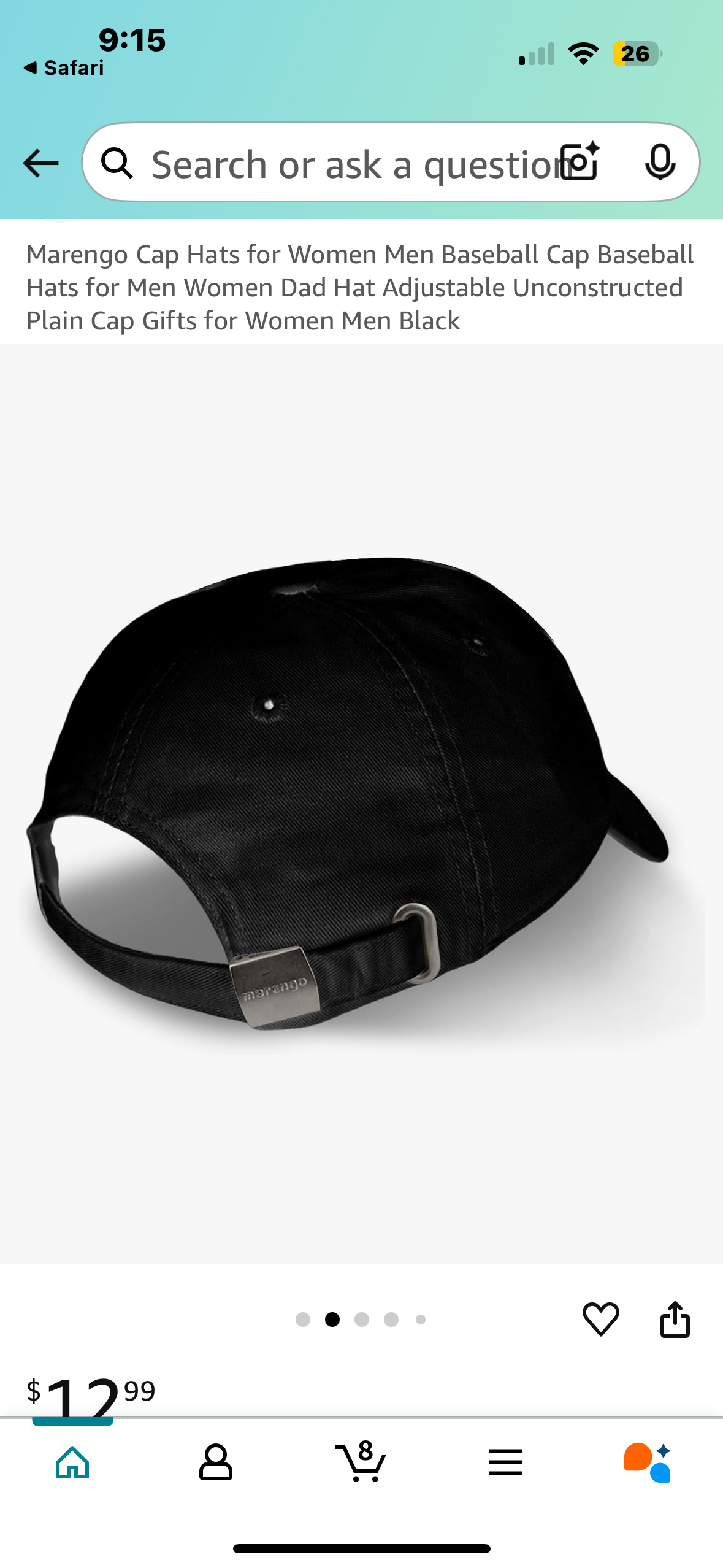Marengo Cap Hats for Women Men Baseball Cap Baseball Hats for Men Women Dad Hat Adjustable Unconstructed Plain Cap Gifts for Women Men Black