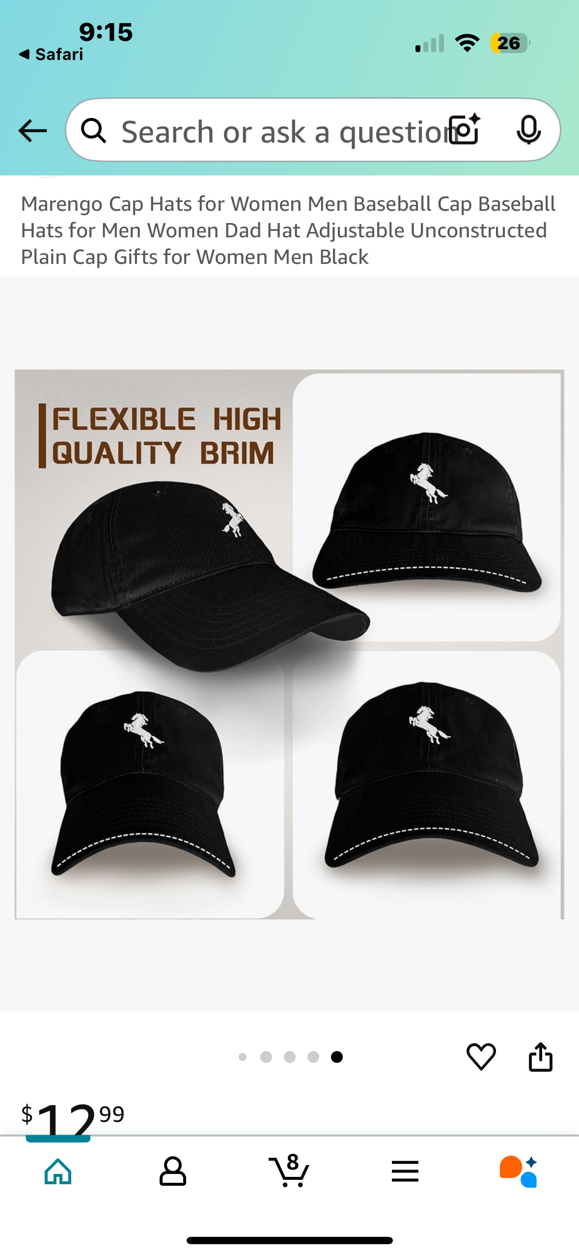 Marengo Cap Hats for Women Men Baseball Cap Baseball Hats for Men Women Dad Hat Adjustable Unconstructed Plain Cap Gifts for Women Men Black