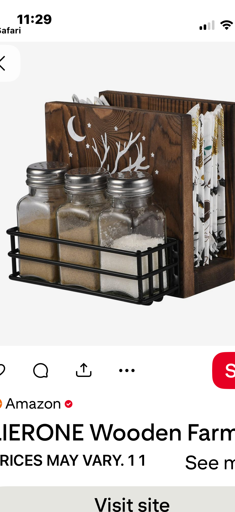 LIERONE Wooden Farmhouse Napkin Holder Rustic Napkin Holder for Salt and Pepper Shakers for Kitchen (brown2)