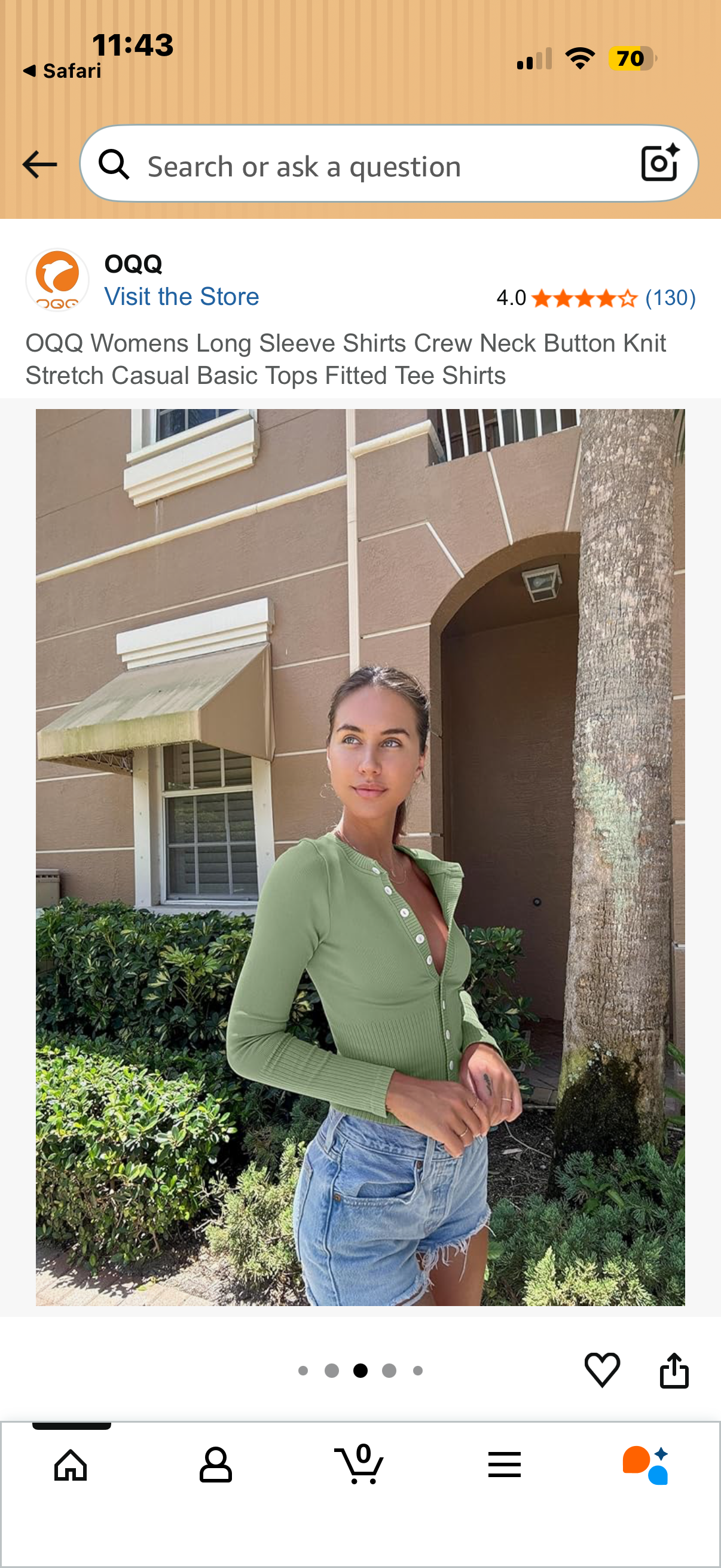 OQQ Womens Long Sleeve Shirts Crew Neck Button Knit Stretch Casual Basic Tops Fitted Tee Shirts (Size XL)