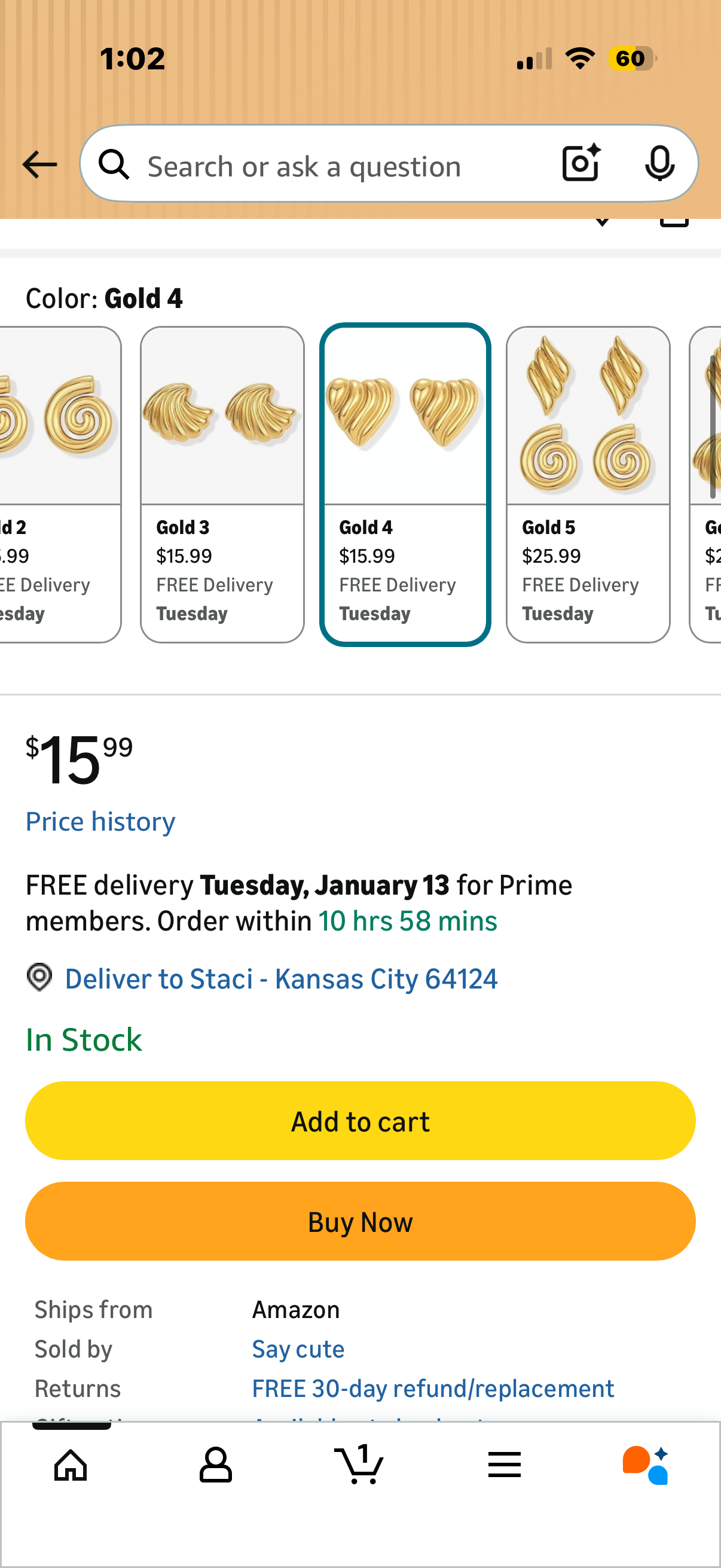 Chunky Gold Earrings for Women Trendy, Gold Statement Earrings Hypoallergenic Big Wings Heart Textured Stud