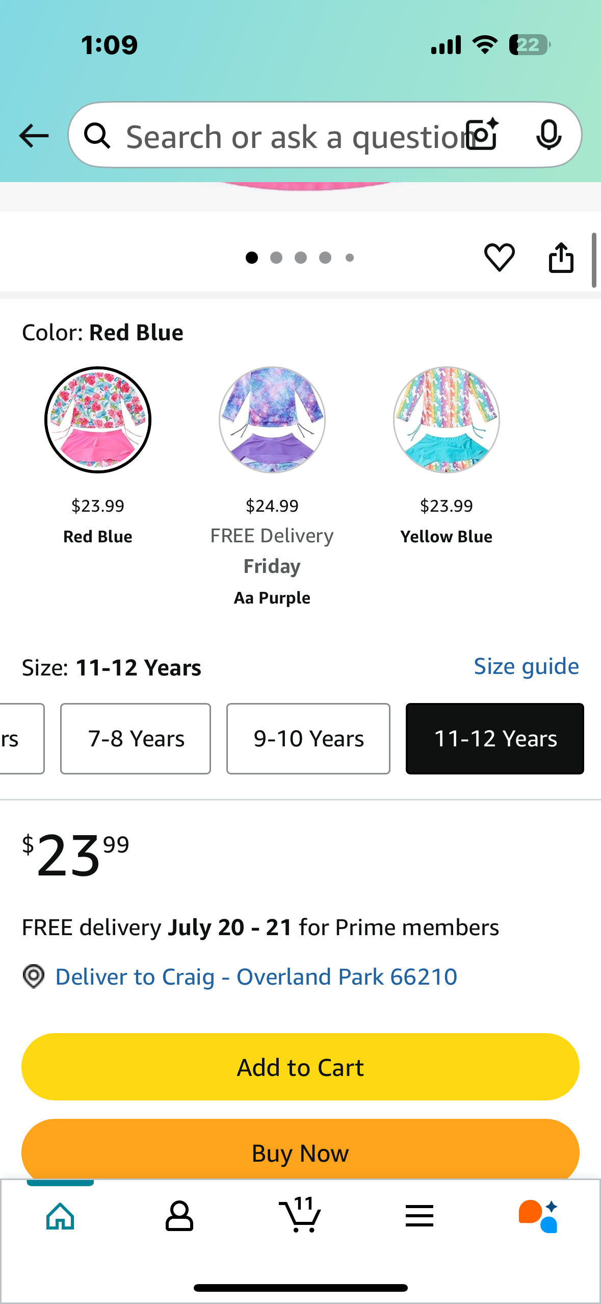 Girls Rash Guard Two Pieces Bathing Suit, Long Sleeve Swimsuit Swimming Skirt with Shorts (Size 11-12, Youth)
