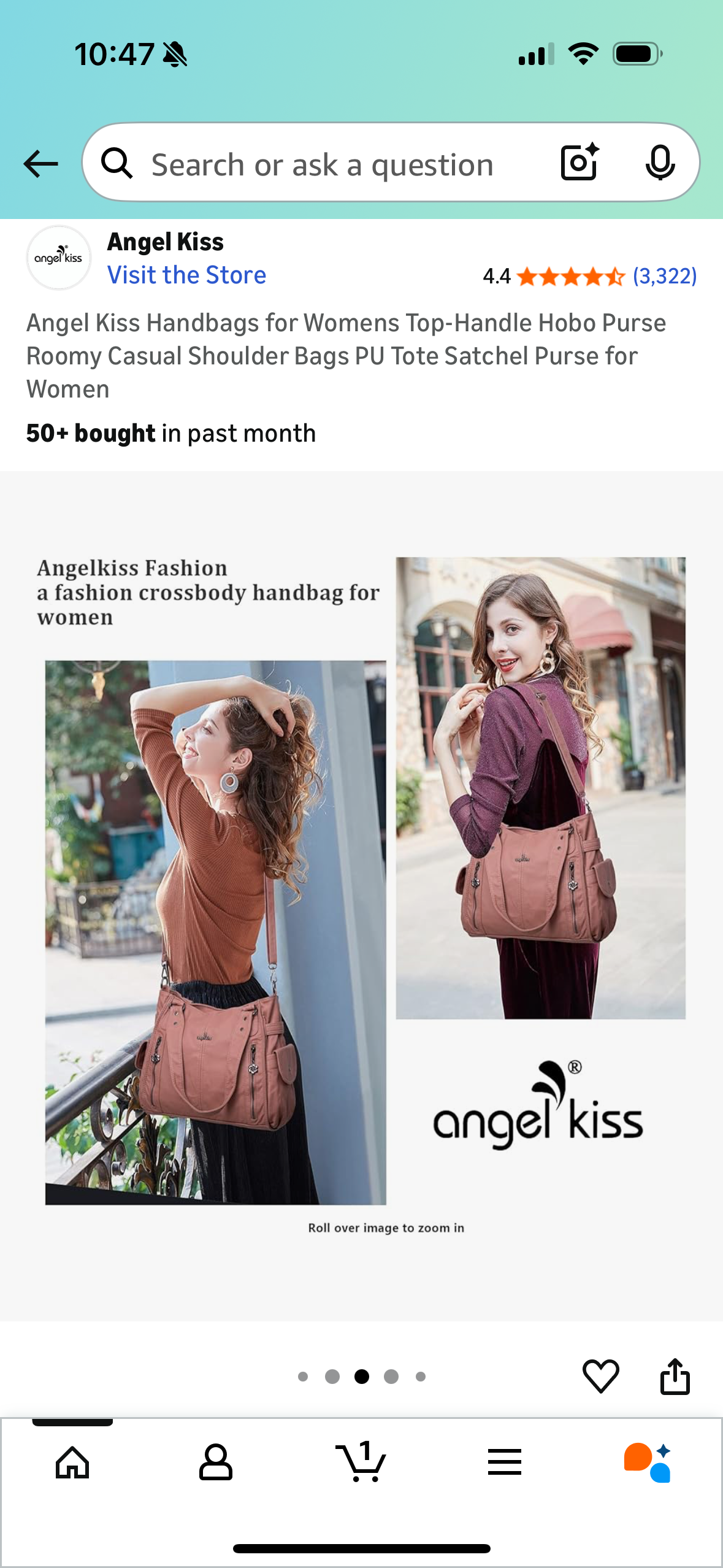 Angel Kiss Handbags for Womens Top-Handle Hobo Purse Roomy Casual Shoulder Bags PU Tote Satchel Purse for Women