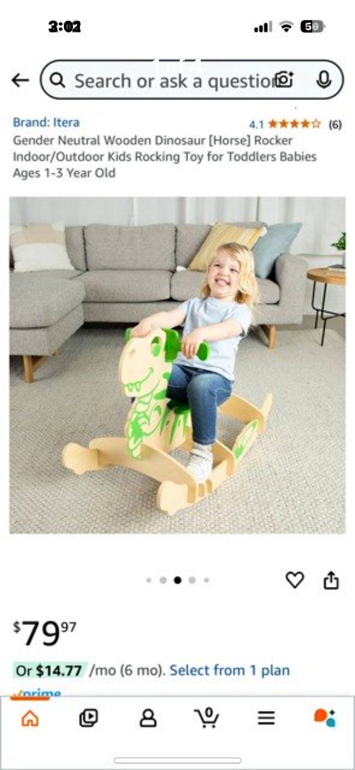 New - Wooden Dinosaur Horse Rocker Rocking Toy (R321)