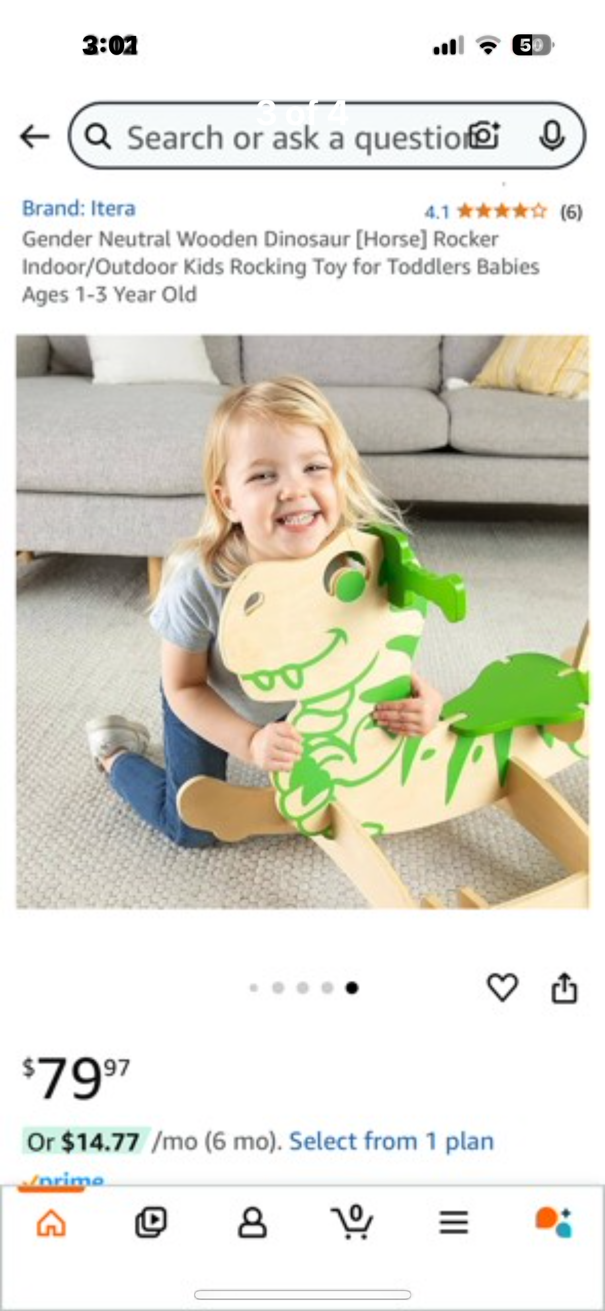 New - Wooden Dinosaur Horse Rocker Rocking Toy (R321)