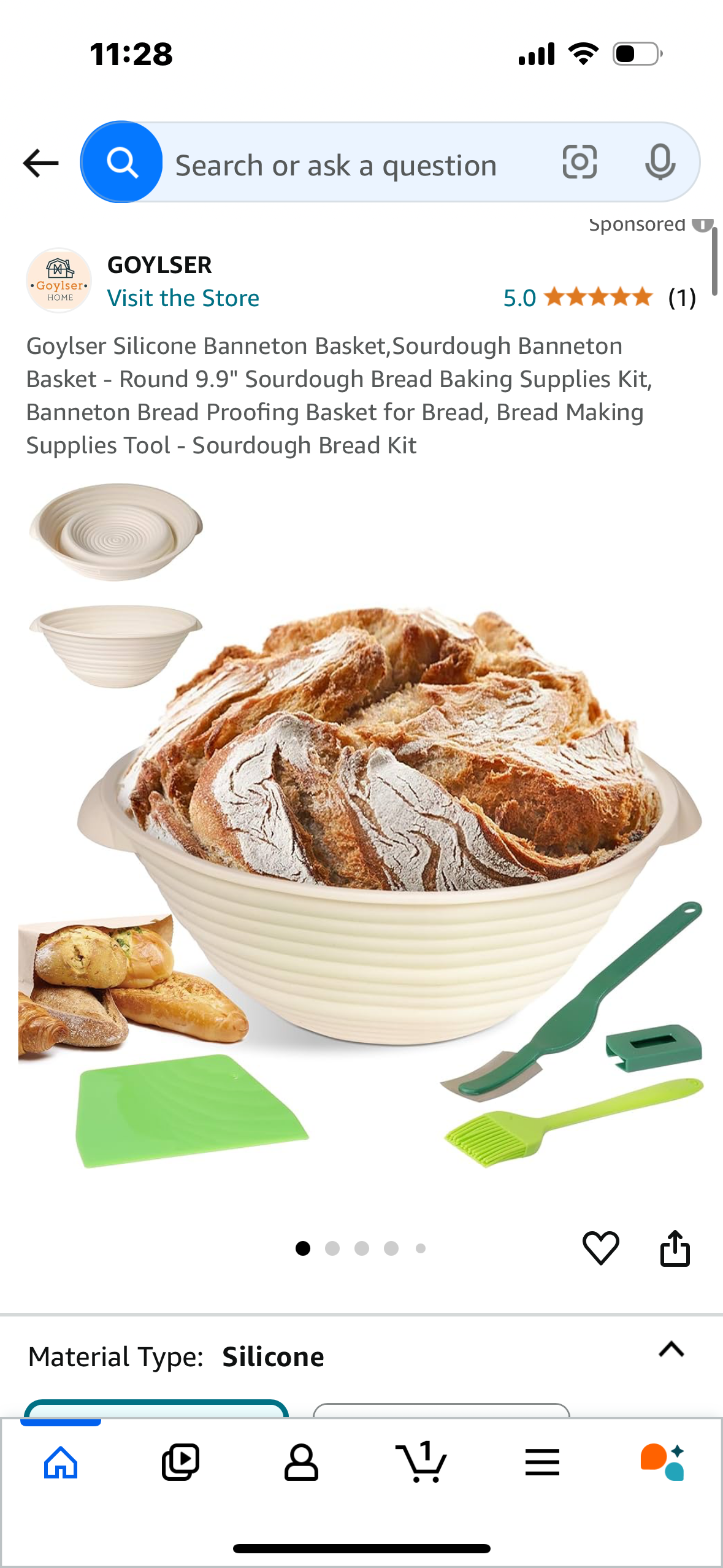 Goylser Silicone Banneton Basket,Sourdough Banneton Basket - Round 9.9" Sourdough Bread Baking Supplies Kit, Banneton Bread Proofing Basket for Bread, Bread Making Supplies Tool - Sourdough Bread Kit