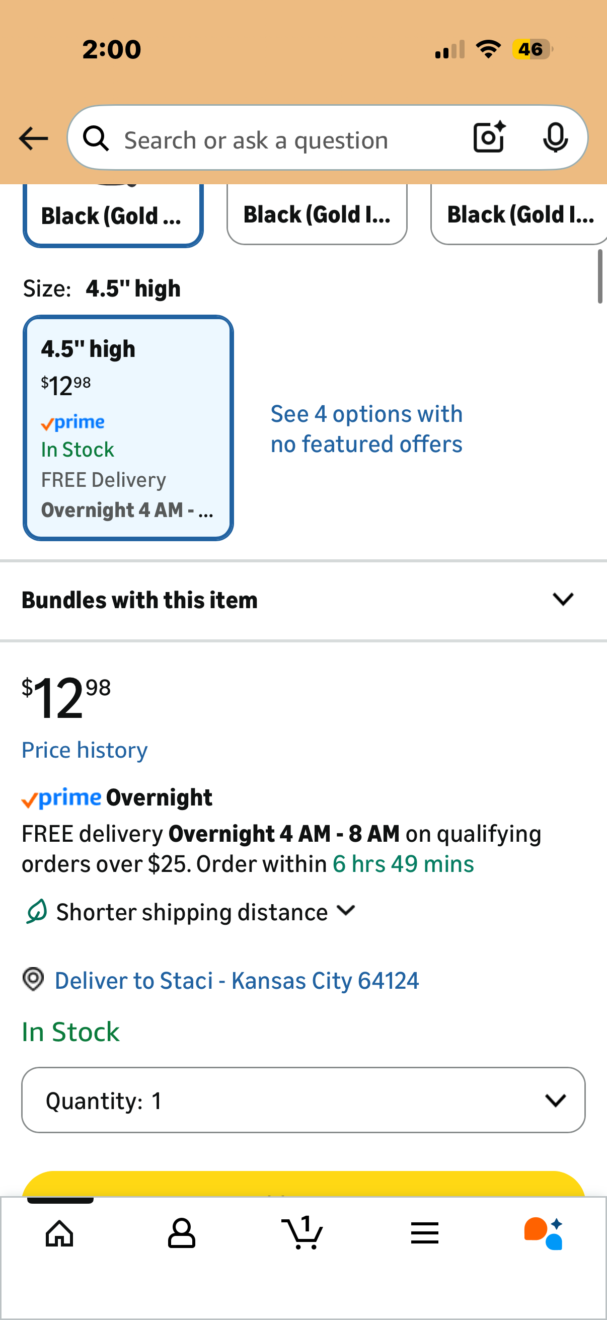 Hosley 4.5" Black Metal Candle Holder Sleeve Gold Interior for Tealights & Votive Candles Decorative Lantern for Home Décor, Weddings, Meditation, & Events