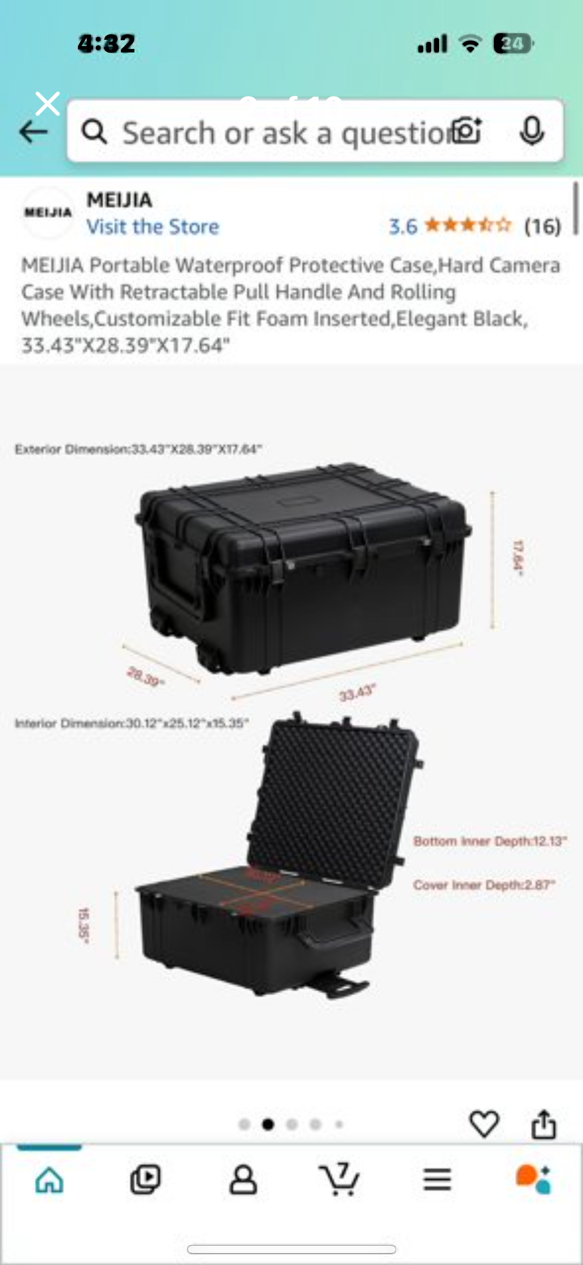 New - MEIJIA Portable Waterproof Protective Case with Customizable Foam approx 33”x28”x18” (G518)