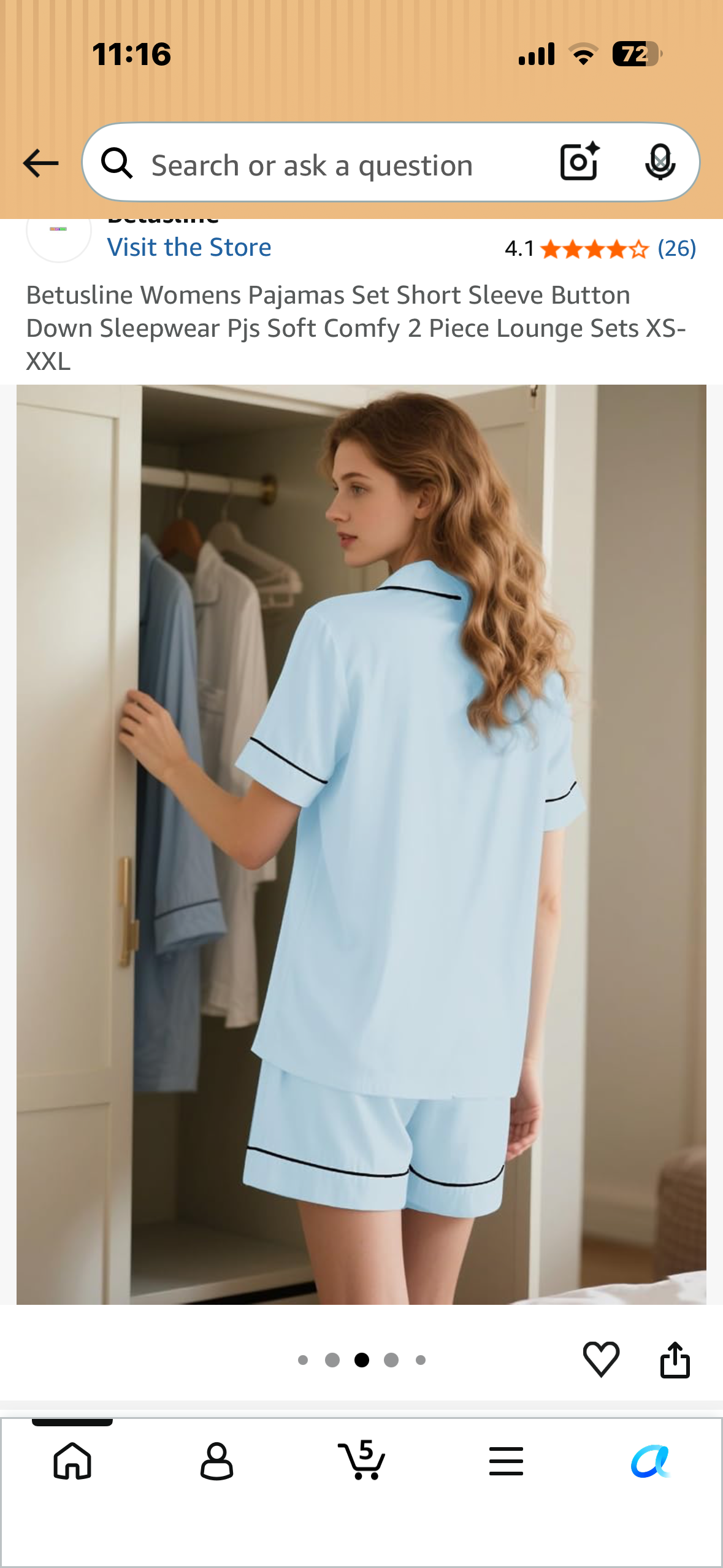 Women’s Pajama Set, Short Sleeve Button Down Sleepwear, Soft Comfy 2 Piece Lounge Set (Size Large)