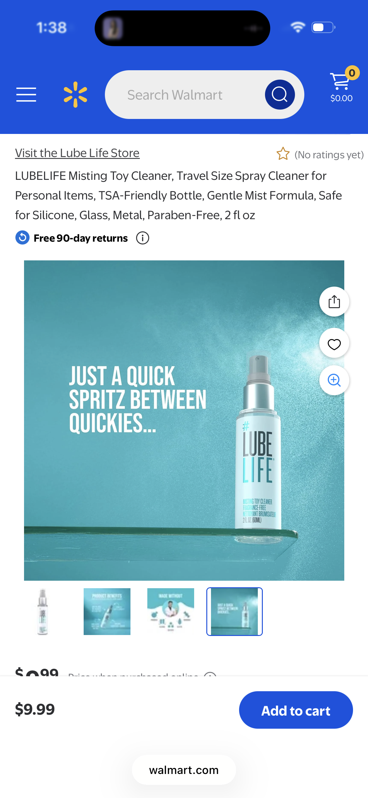 LUBELIFE Misting Toy Cleaner, Travel Size Spray Cleaner for Personal Items, TSA-Friendly Bottle, Gentle Mist Formula, Safe for Silicone, Glass, Metal, Paraben-Free, 2 fl oz