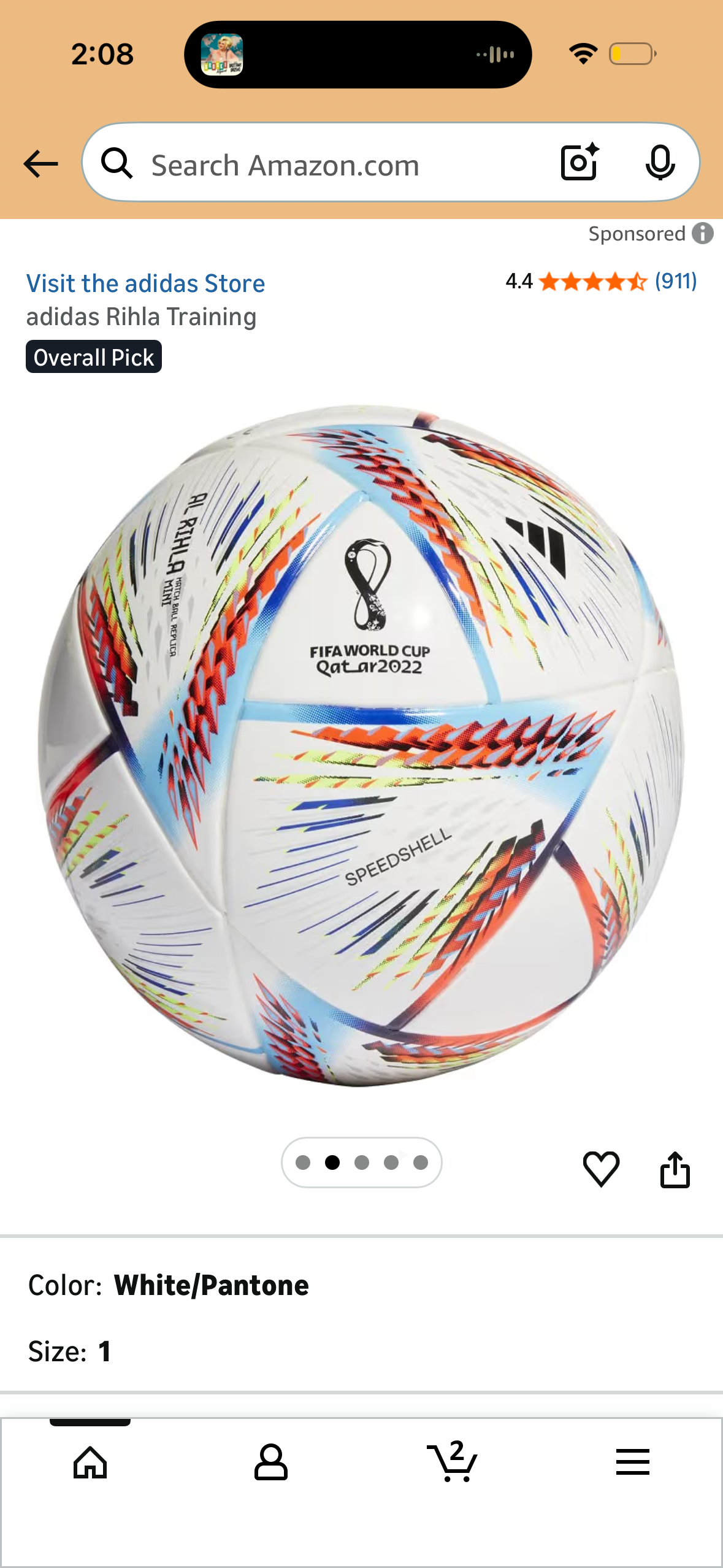 Adidas Unisex Al Rihla Training Football (Size 5)