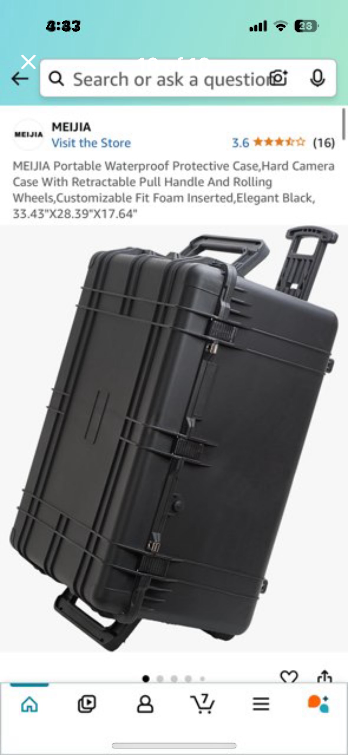 New - MEIJIA Portable Waterproof Protective Case with Customizable Foam approx 33”x28”x18” (G518)