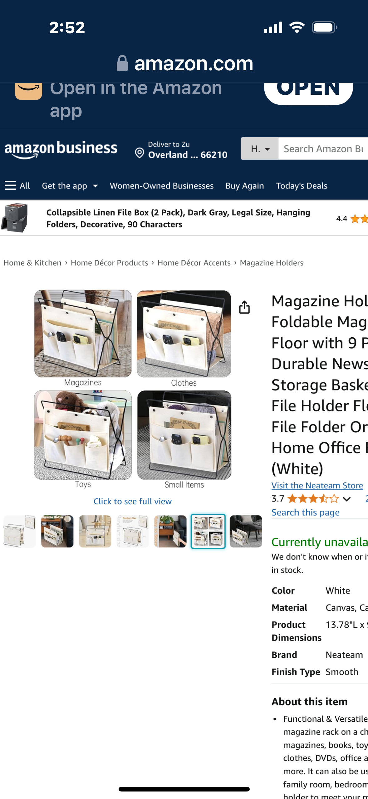 Magazine Holder, Foldable Magazine Rack Floor with 9 Pockets Durable Newspaper Book Storage Basket Magazine File Holder Floor Sturdy File Folder Organizer for Home Office Bathroom (White)