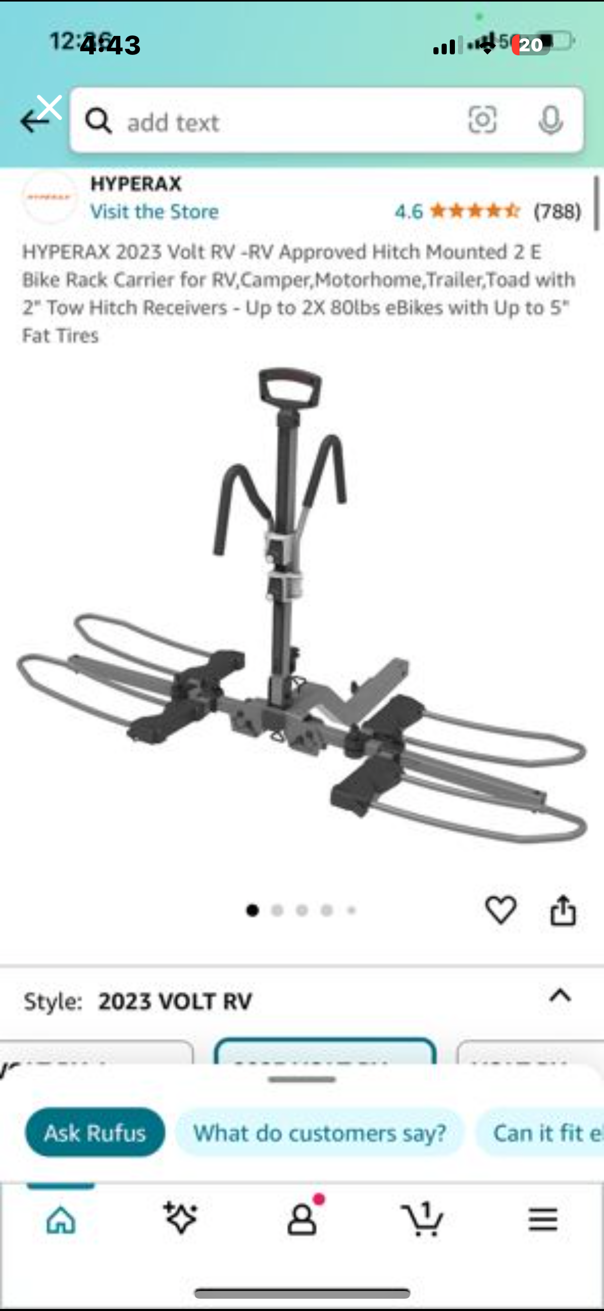 New - HYPERAX 2023 Volt RV Approved Hitch Mounted 2 E Bike Rack Carrier (G321)